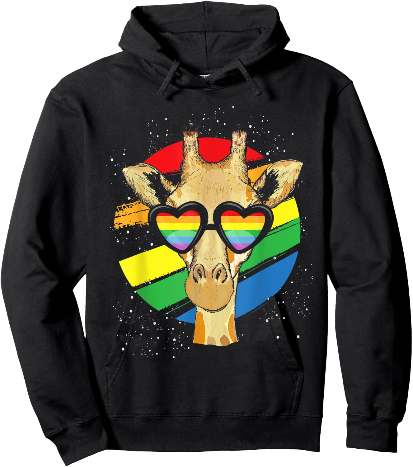 Gay Pride Glasses Giraffe Hoodie - Hoodie | Black