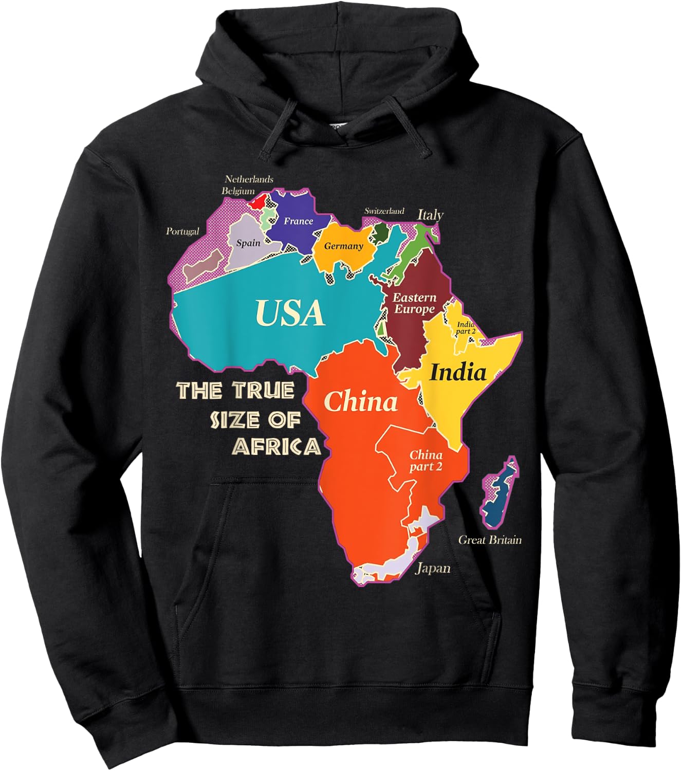 Bongo Designs -Adults Africa Map , Black, Small Hoodie - Hoodie | Black