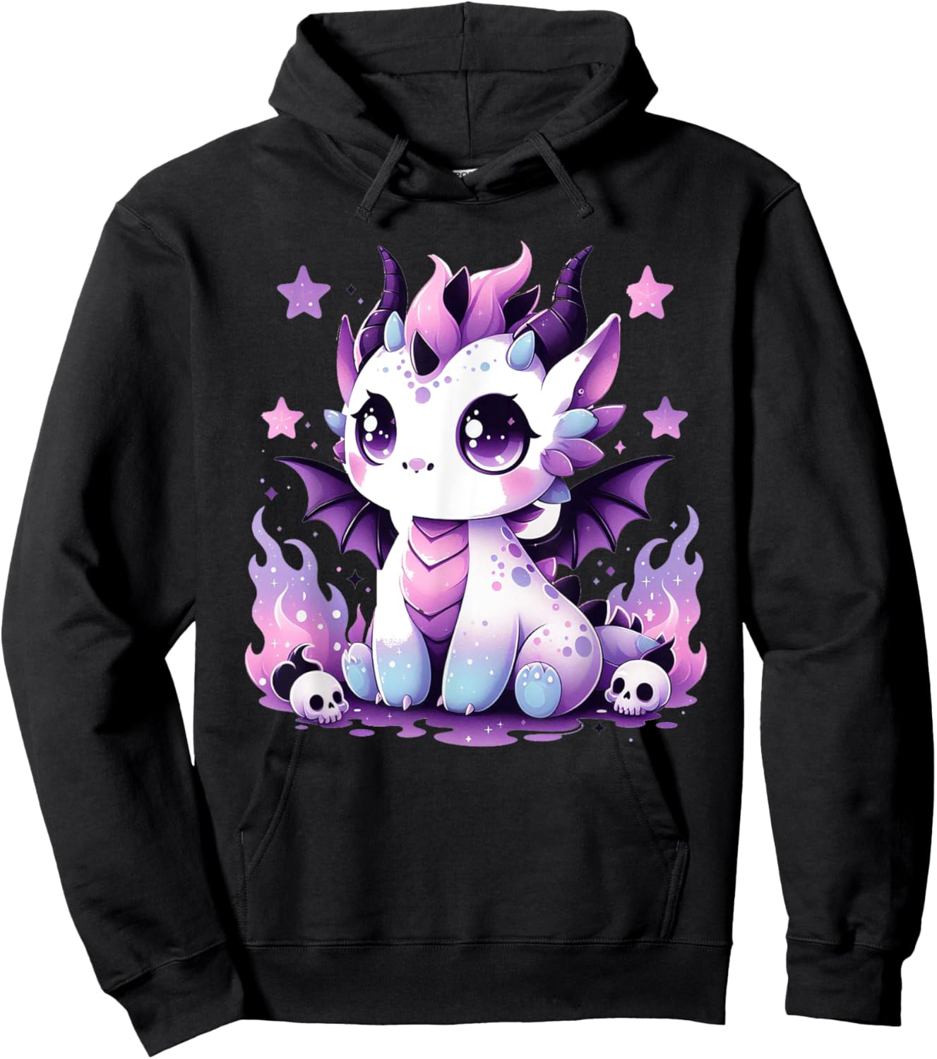 Niedlicher Pastell Goth Drache Gruselige Kawaii Hexe Anime Gothic Hoodie - Hoodie | Black
