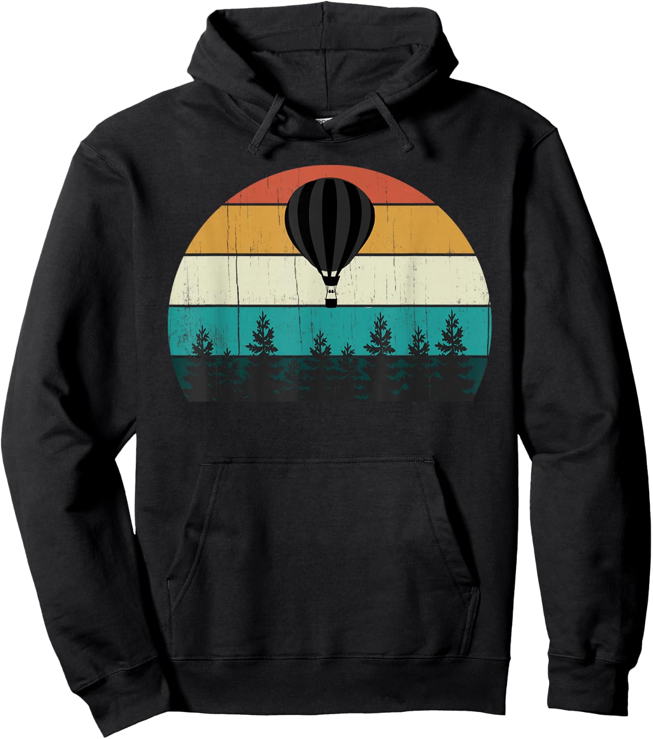 Retro Hot Air Balloon - Cool Sunset Hoodie - Hoodie | Black