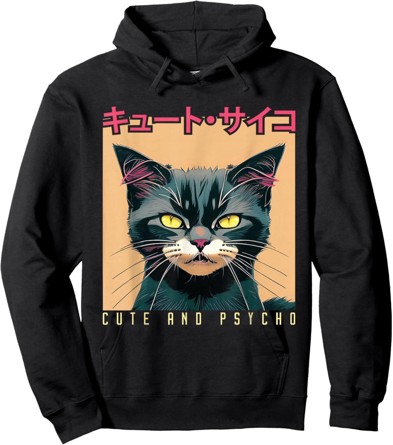 Japanese Anime & Manga Cute And Psycho Cat Cyberpunks Hoodie - Hoodie | Black