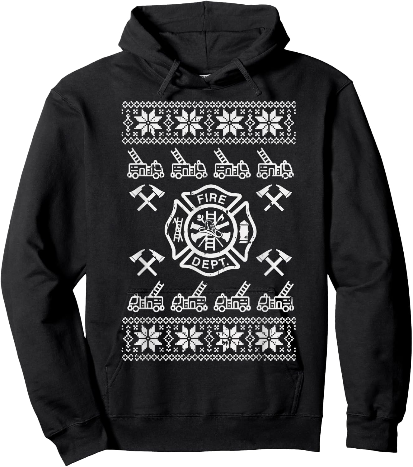 Firefighter Christmas Shirt Fire Department Fireman Gift Hoodie - Hoodie | Black