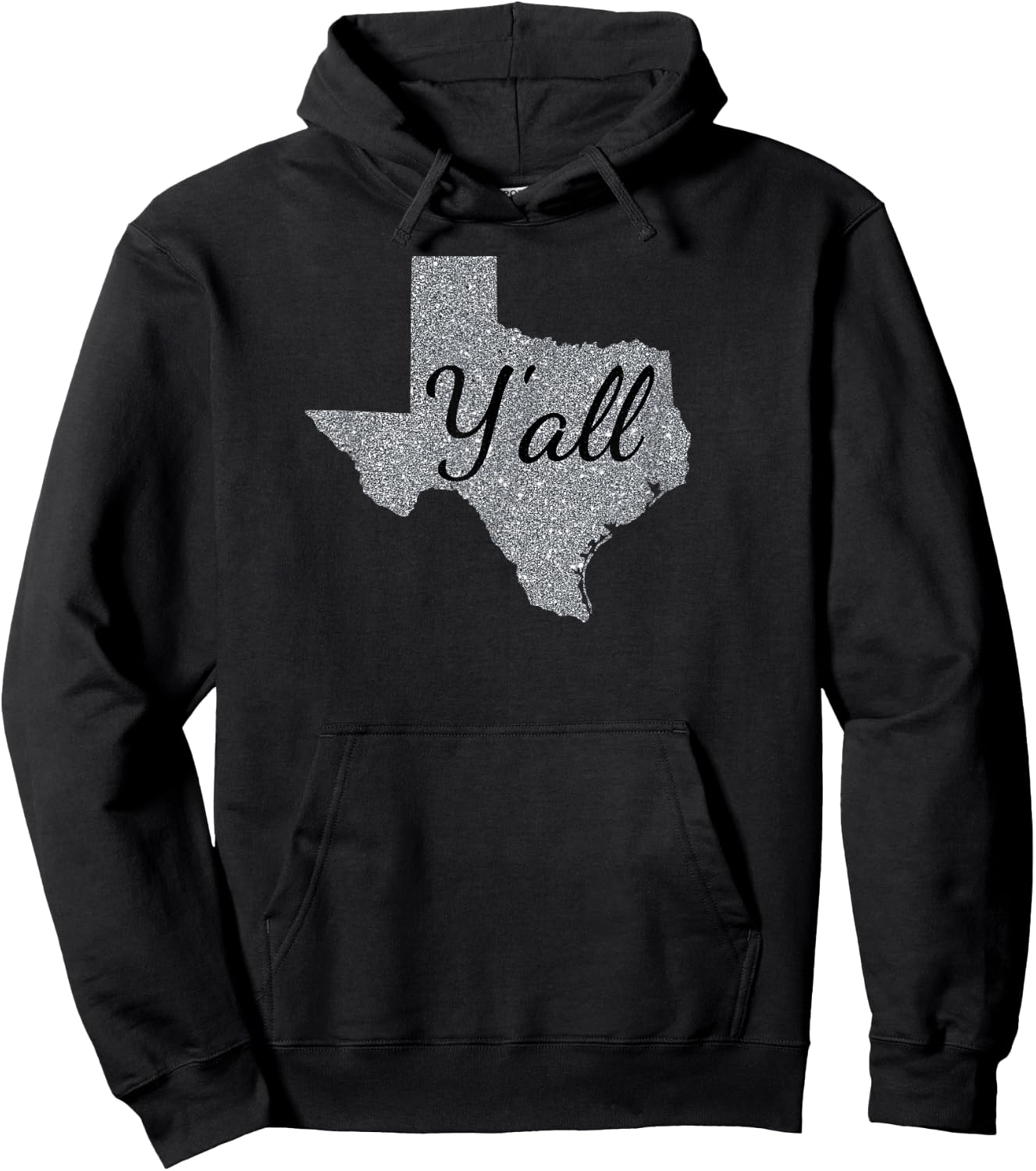 Texas Y'all Silver shiny sparkle Hoodie - Hoodie | Black