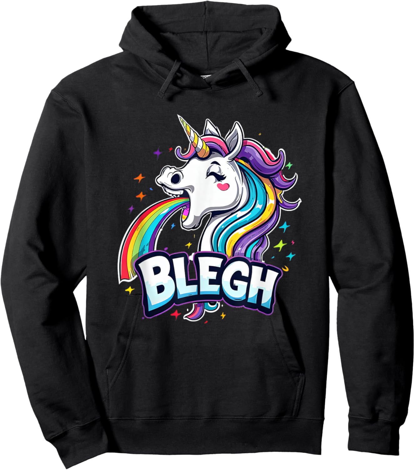 Blegh - Metalcore Unicorn Screaming Rainbow Hoodie - Hoodie | Black