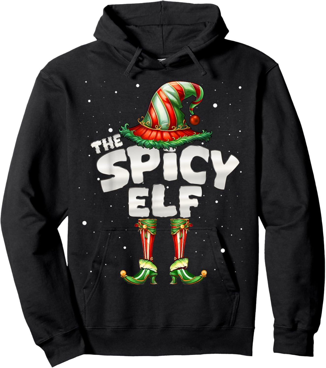 Spicy Elf Family Matching Group Christmas Hoodie - Hoodie | Black