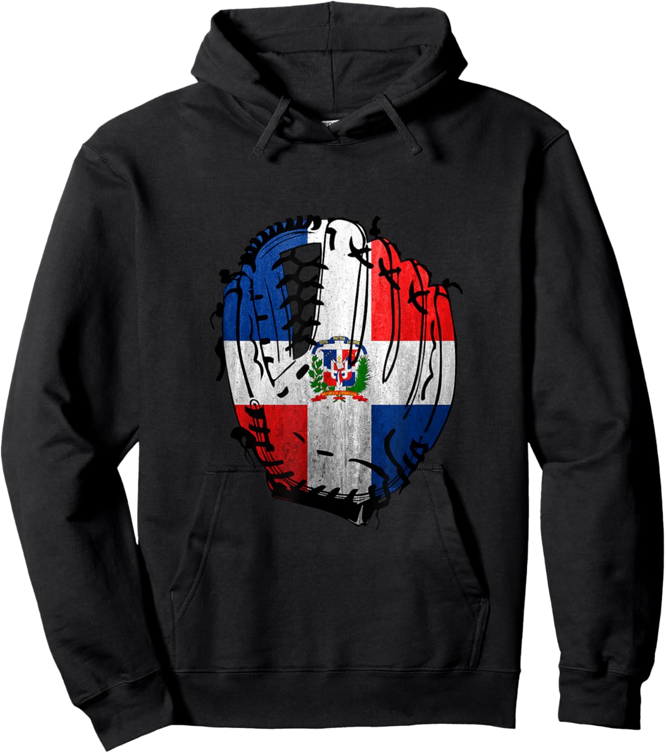 Dominican Republic Baseball Shortstop Outfielder DR Flag Hoodie - Hoodie | Black
