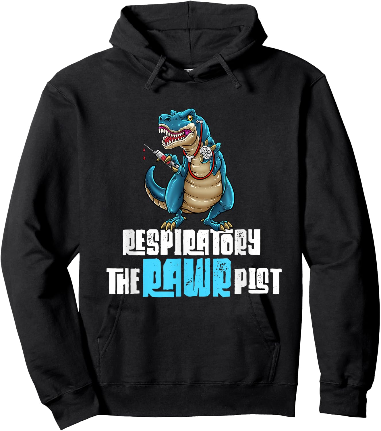 Respiratory Therapist Funny Dinosaur TheRAWRpist Therapy Hoodie - Hoodie | Black