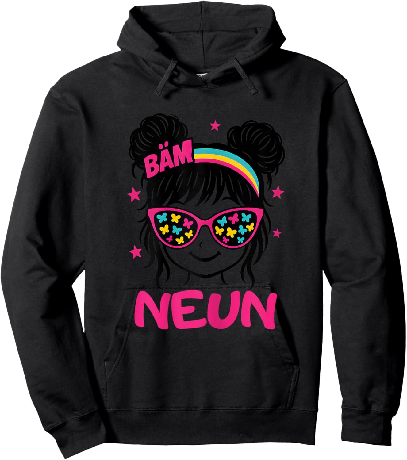 Geburtstagsshirt 9 Jahre Mädchen Geschenk – Bäm Neun Hoodie - Hoodie | Black