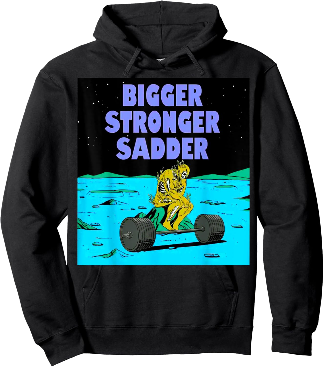 Bigger Stronger Sadder Weightlifting Bodybuilding Fitness Hoodie - Hoodie | Black