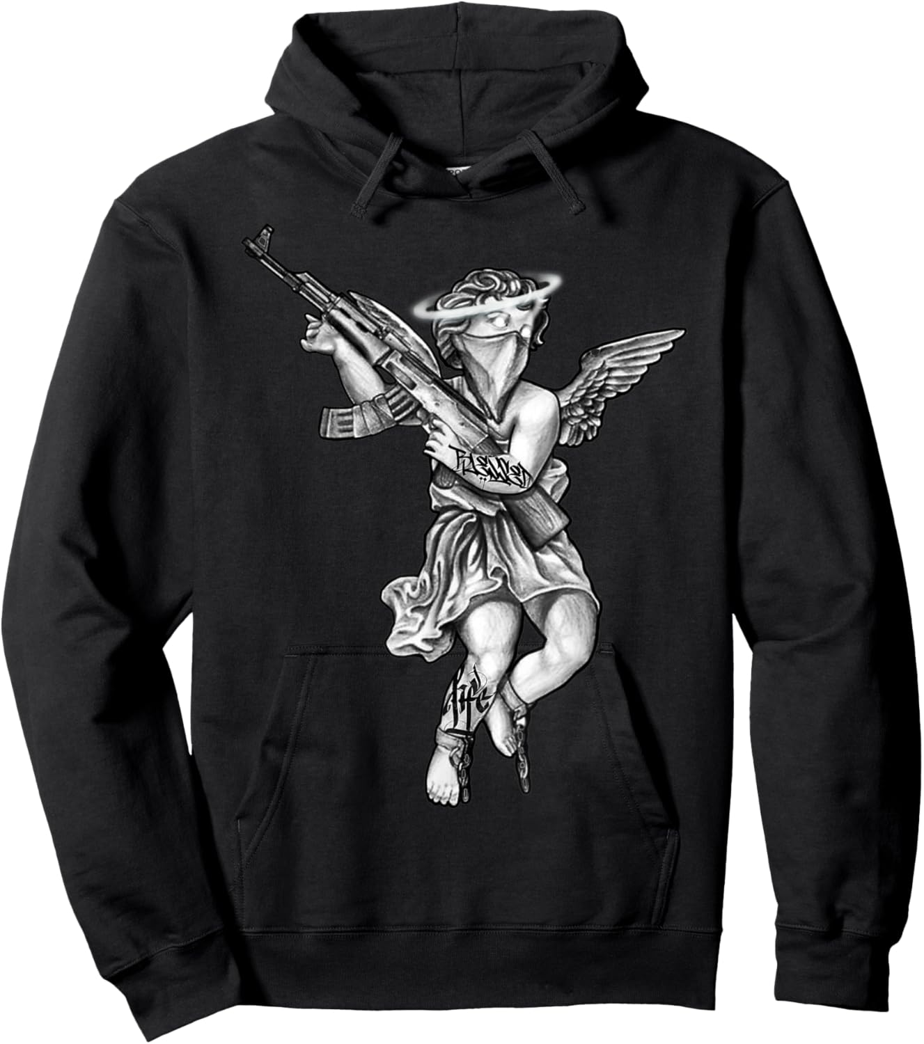Avenging Angel Sinner Chicano Tattoo Hoodie - Hoodie | Black