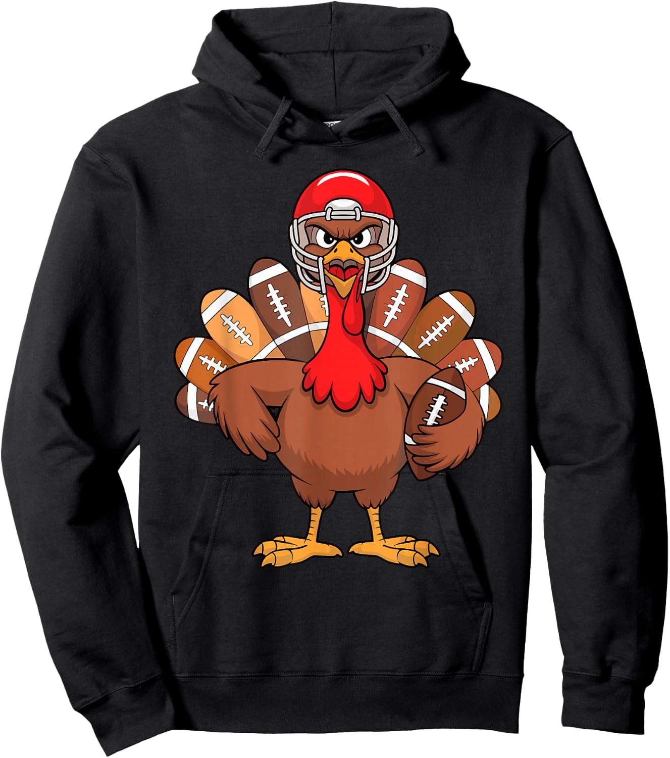 Thanksgiving Football Cool Football Turkey Kids Boys Hoodie - Hoodie | Black