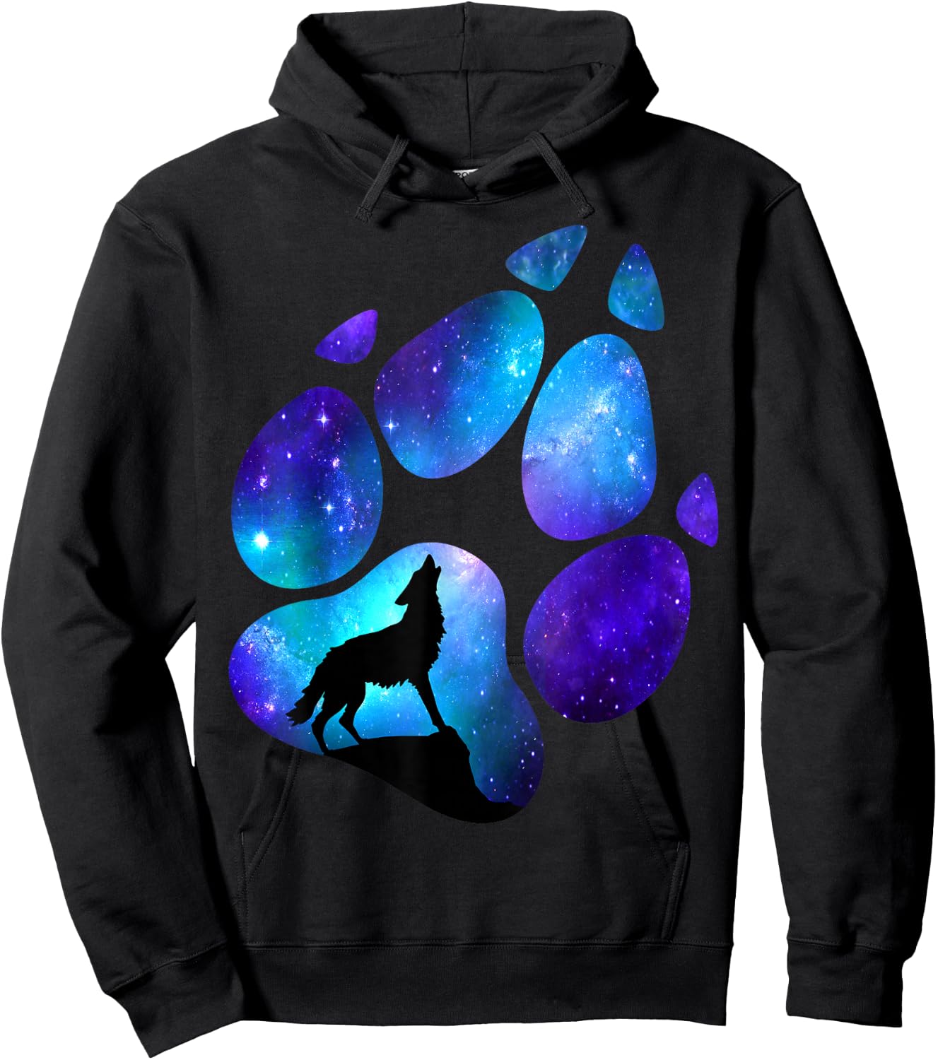 Wolf Paws Galaxy Wild Lone Wolves Stars Moon Wolf Hoodie - Hoodie | Black