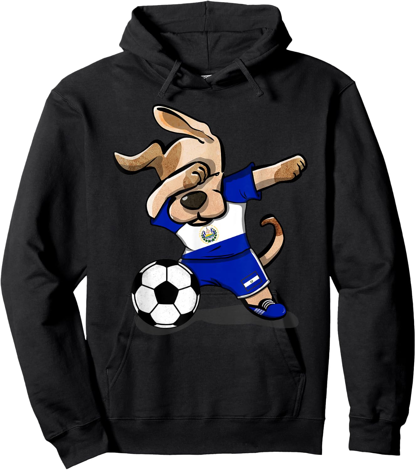 Dabbing Dog El Salvador Soccer Salvadorean Flag Football Men Women Girls Kids Hoodie - Hoodie | Black