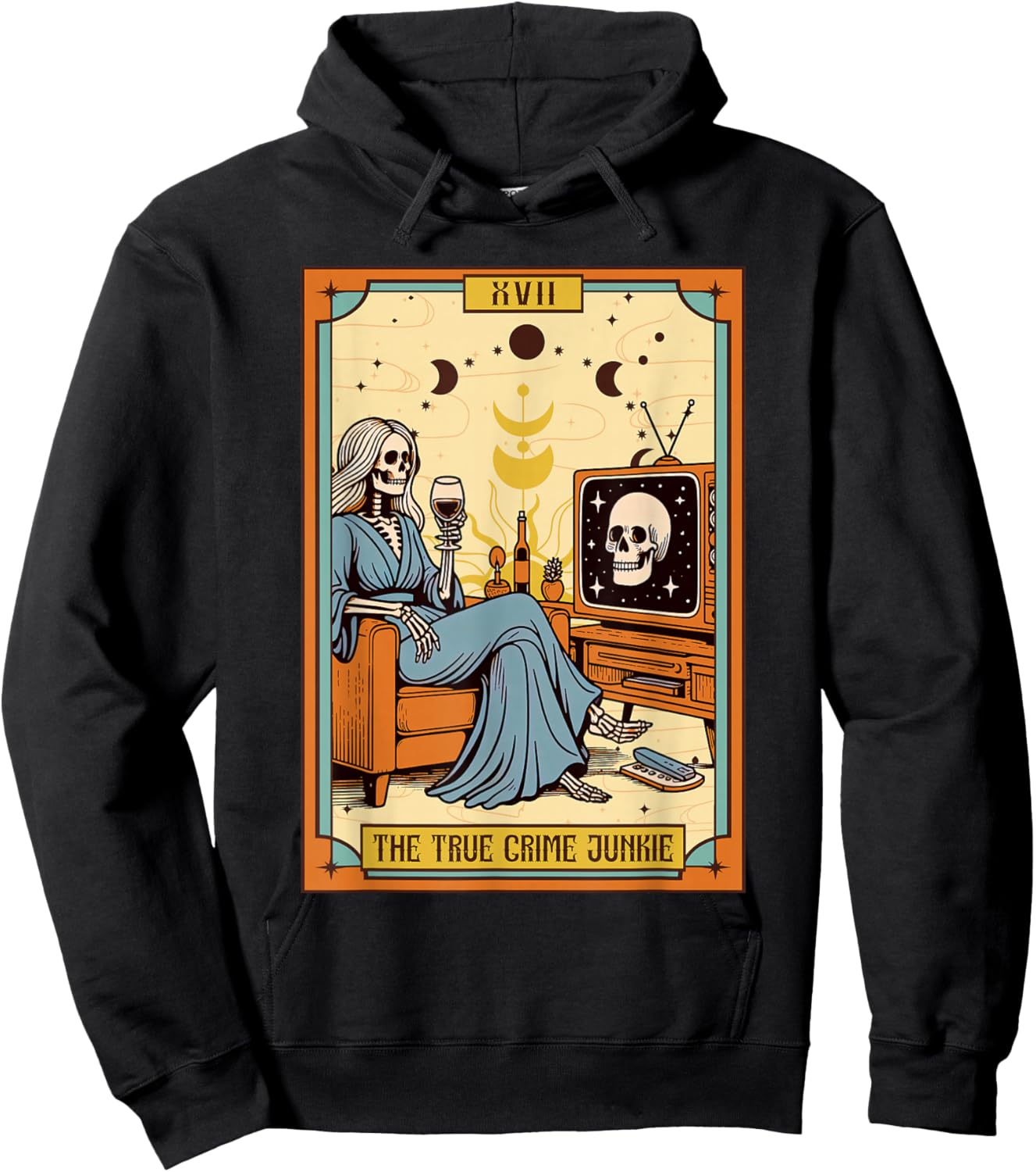 Funny Skeleton True Crime Lover True Crime Junkie Tarot Card Hoodie - Hoodie | Black