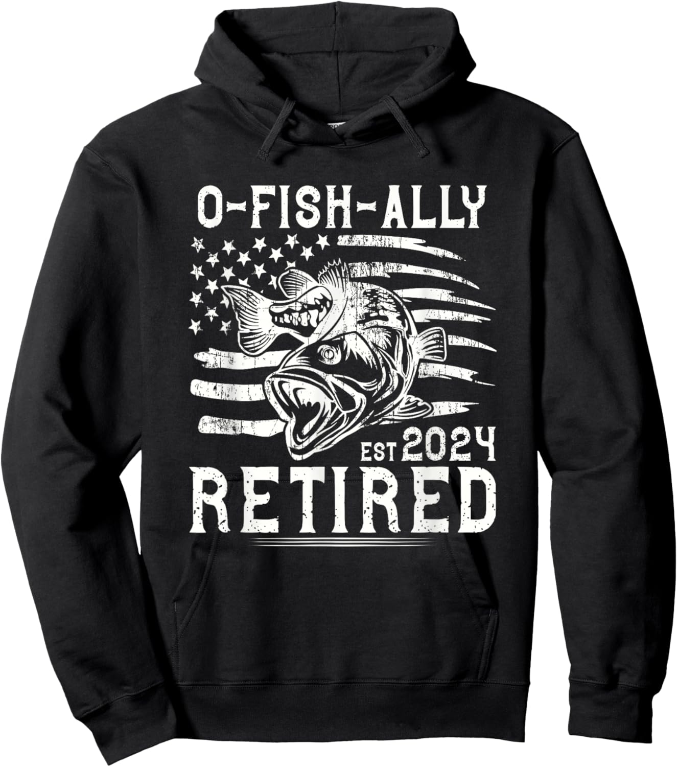 Retirement Fisherman Funny Quote O-Fish-Ally Retired 2024 Hoodie - Hoodie | Black