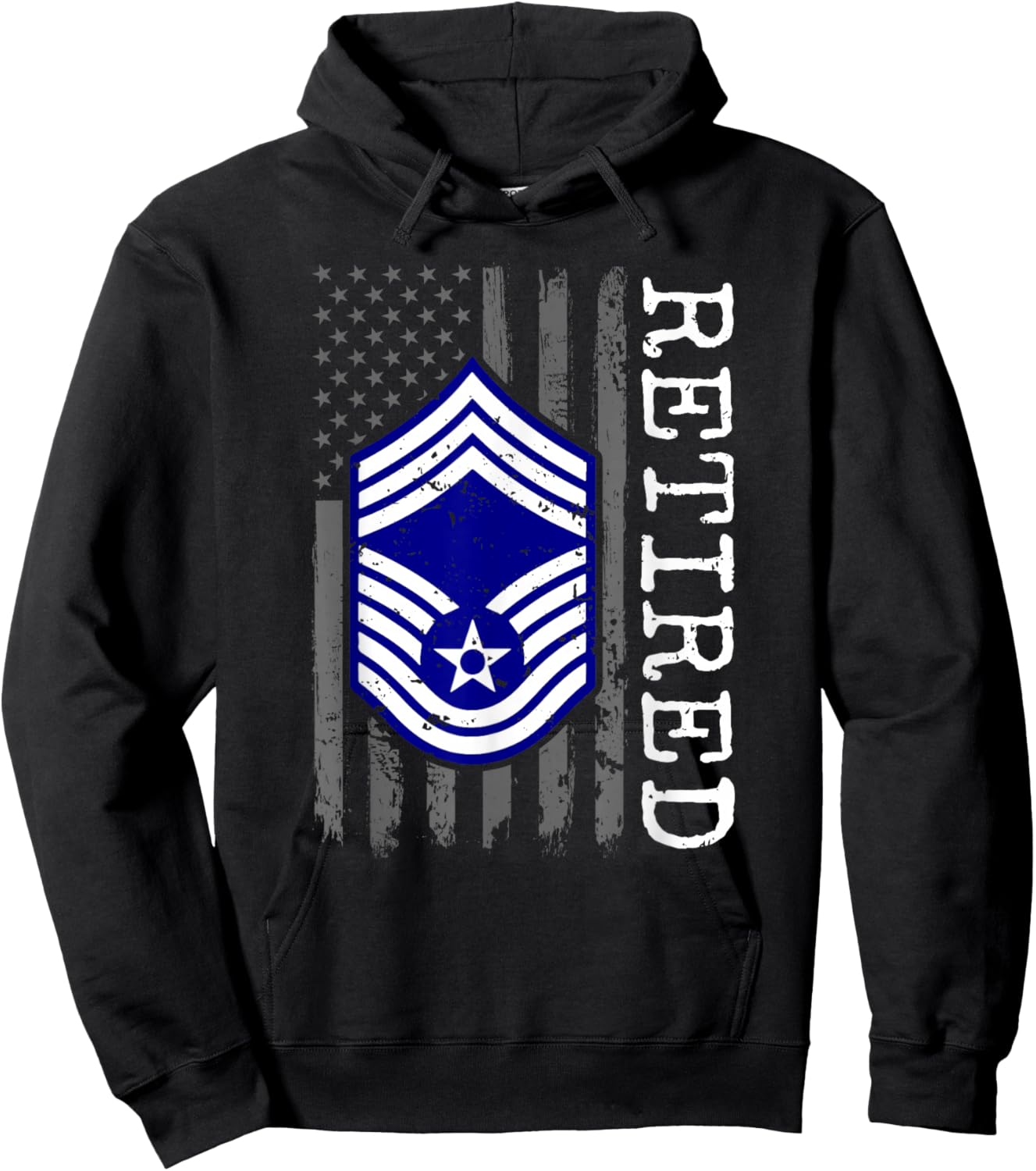 USAF Retired E9 Chief Master Sergeant Subdued Flag Hoodie - Hoodie | Black