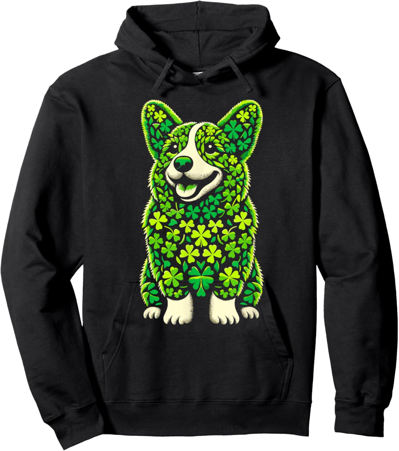 Corgi Dog Shamrocks St Patricks Day Corgi Dog Hoodie - Hoodie | Black