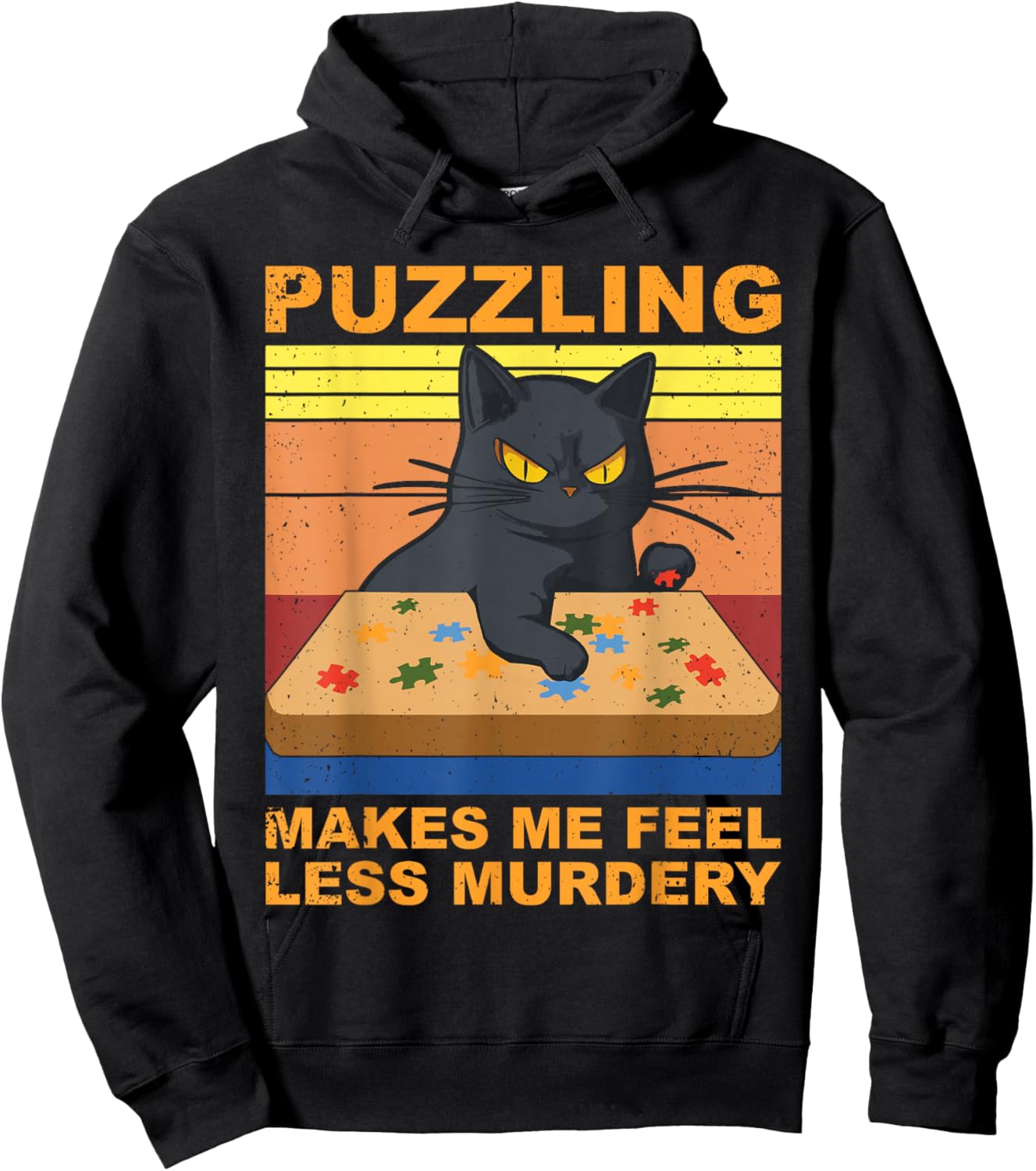 Jigsaw Puzzle cat Puzzler Funny Puzzle Lover Hoodie - Hoodie | Black