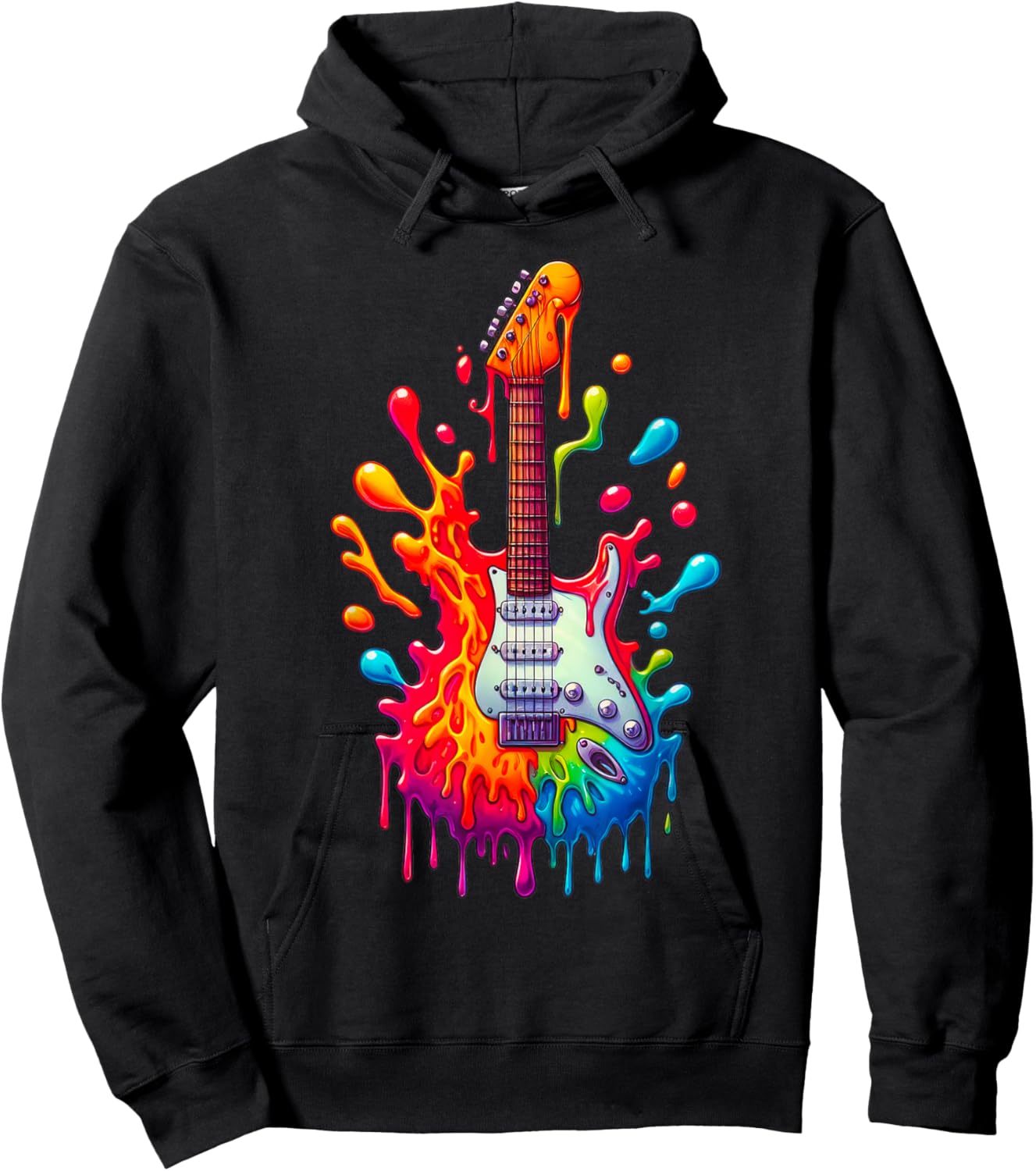 Colorful Electric Guitar Tie Dye Splash Cool Guitar Pick Hoodie - Hoodie | Black