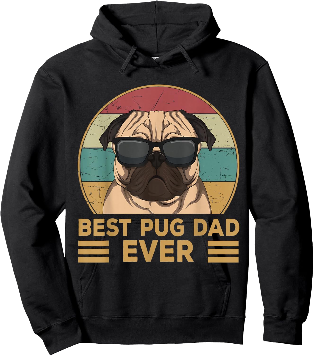 Best Pug Dad Ever Funny Pug Dog Gift and Boys Hoodie - Hoodie | Black