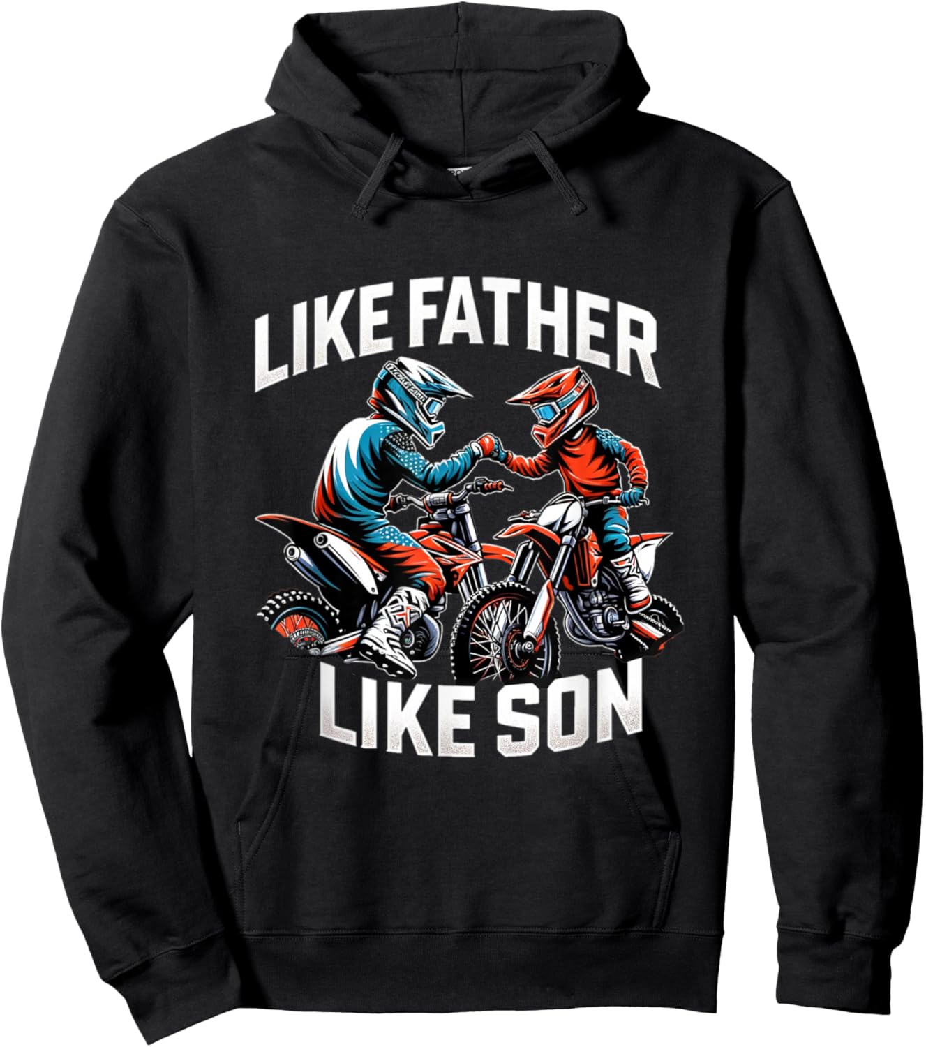 Dirt Bike Family Father Son Motocross Off-Road MX Dad Boys Hoodie - Hoodie | Black
