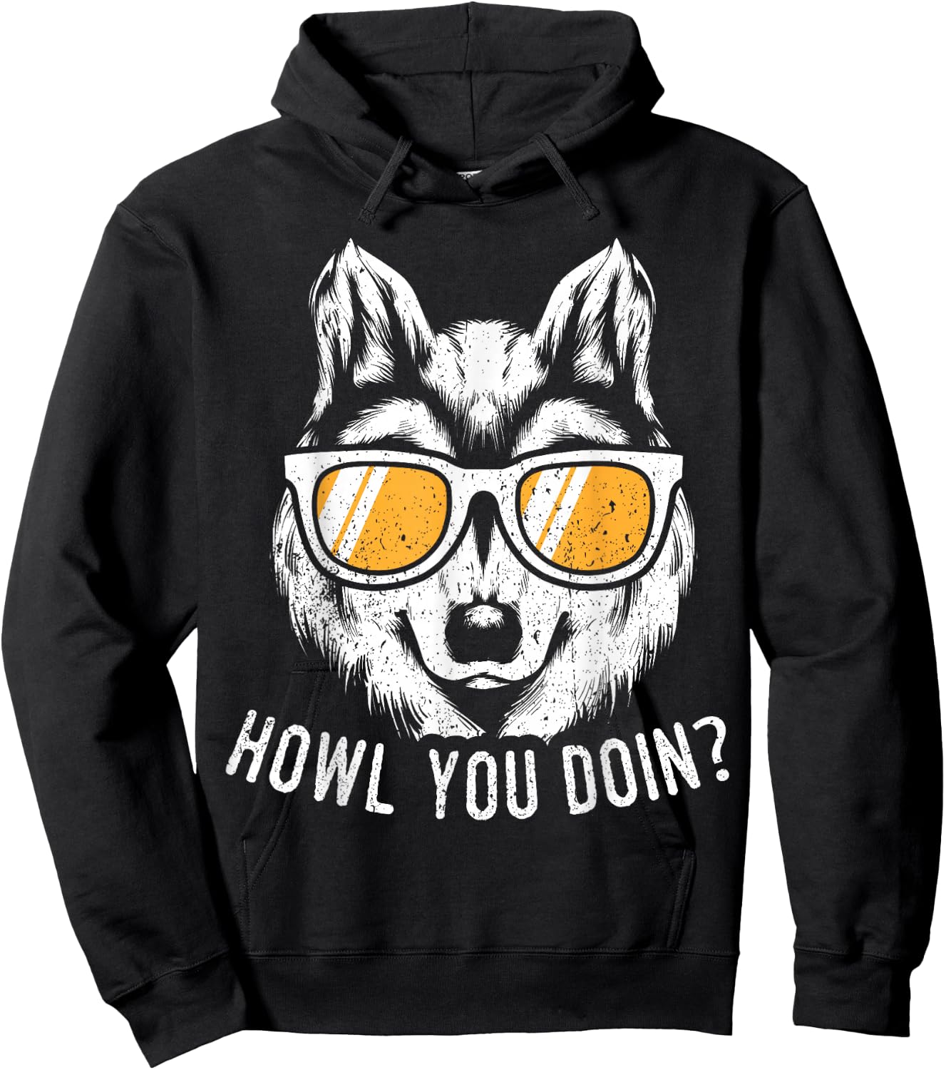 Funny Wolf Design Howl You Doin Wolves Hoodie - Hoodie | Black