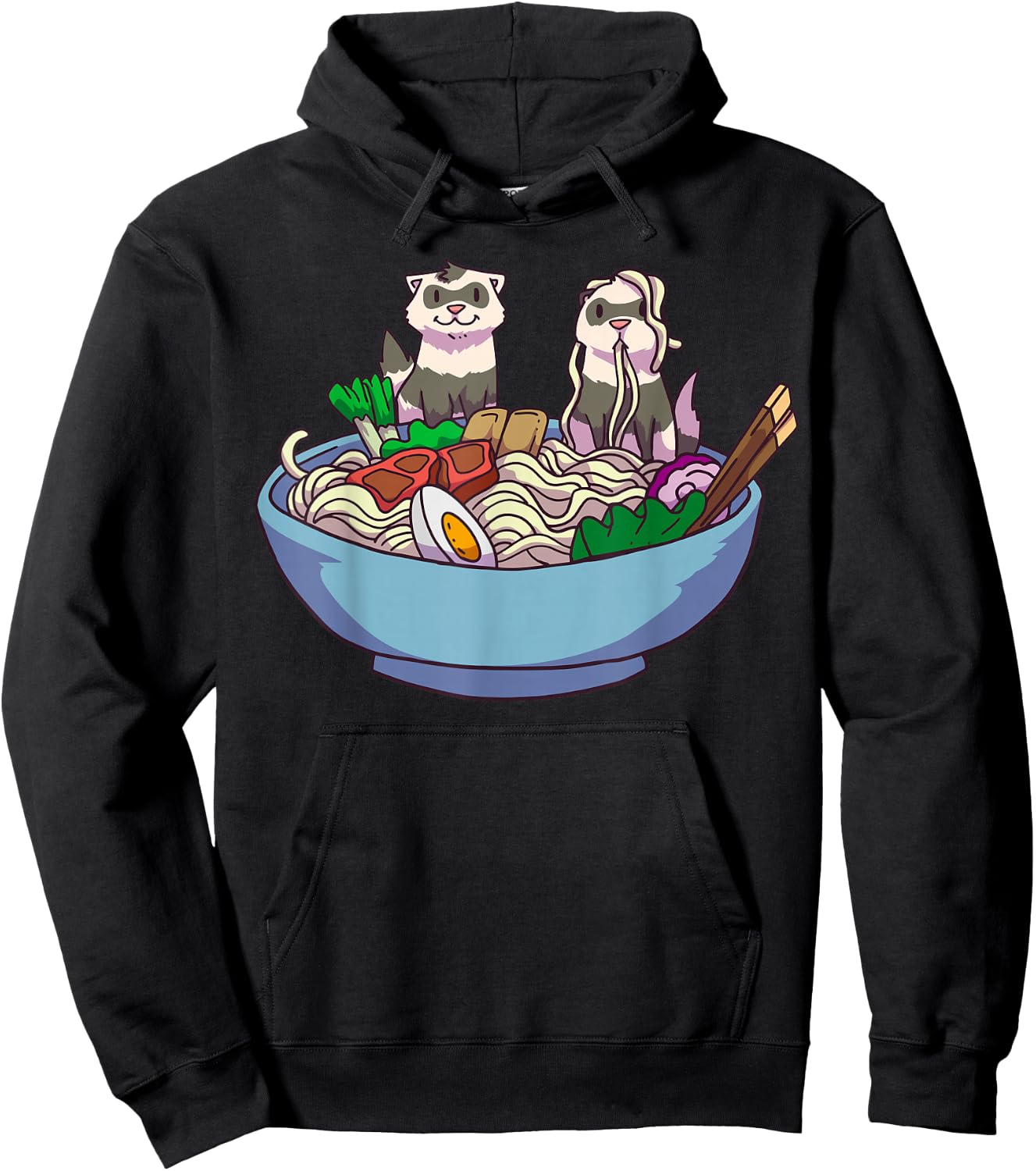 Ferret Ramen Noodles Anime Kawaii Japanese Otaku Gift Small Hoodie - Hoodie | Black