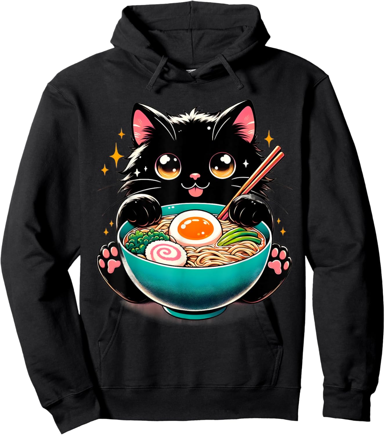 Ramen Cat Kawaii Anime Cat Ramen Lover Sweet Hoodie - Hoodie | Black