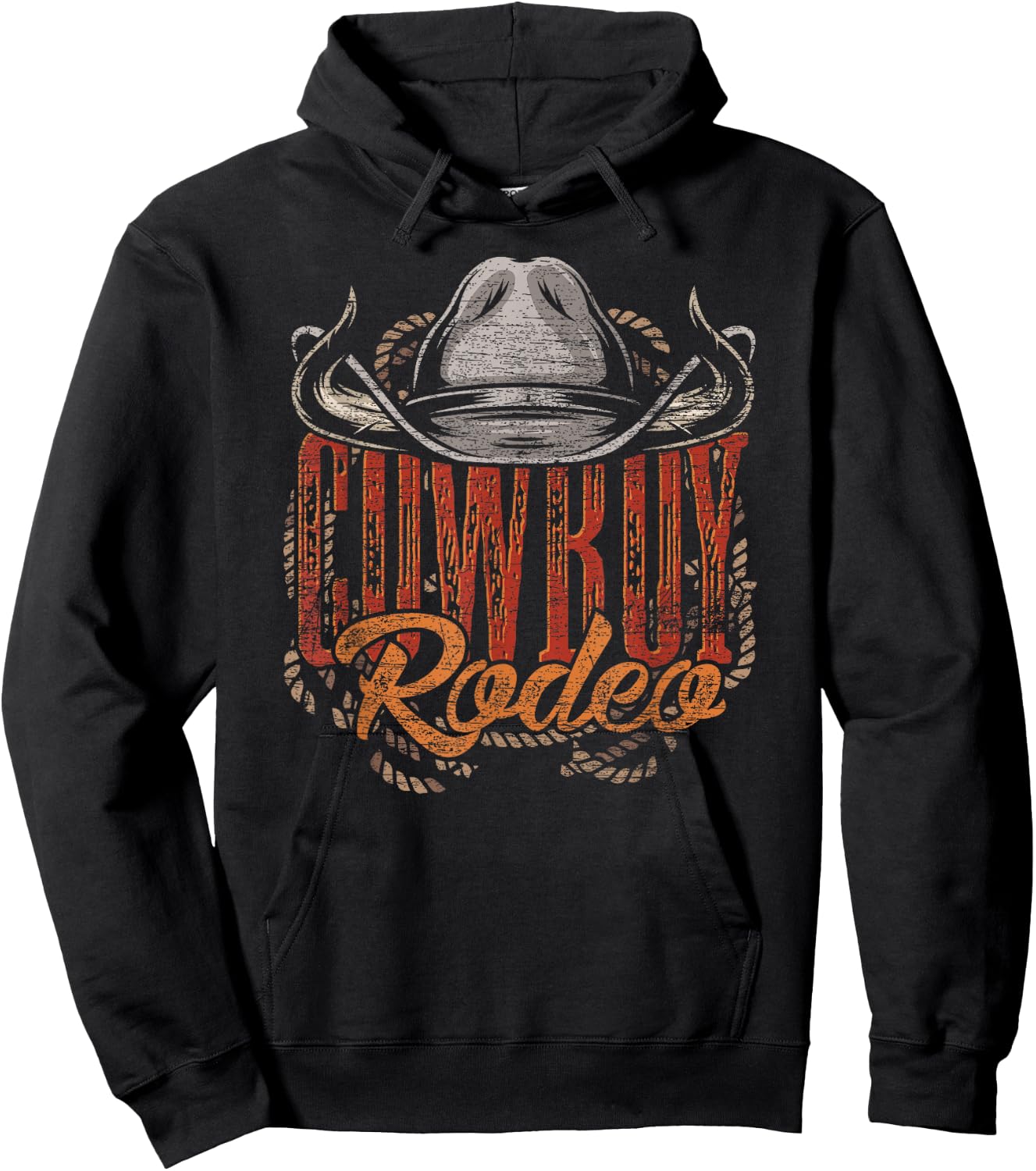 Cowboy Rodeo Western Texan Gift Country Bull Riding Cowboy Hoodie - Hoodie | Black