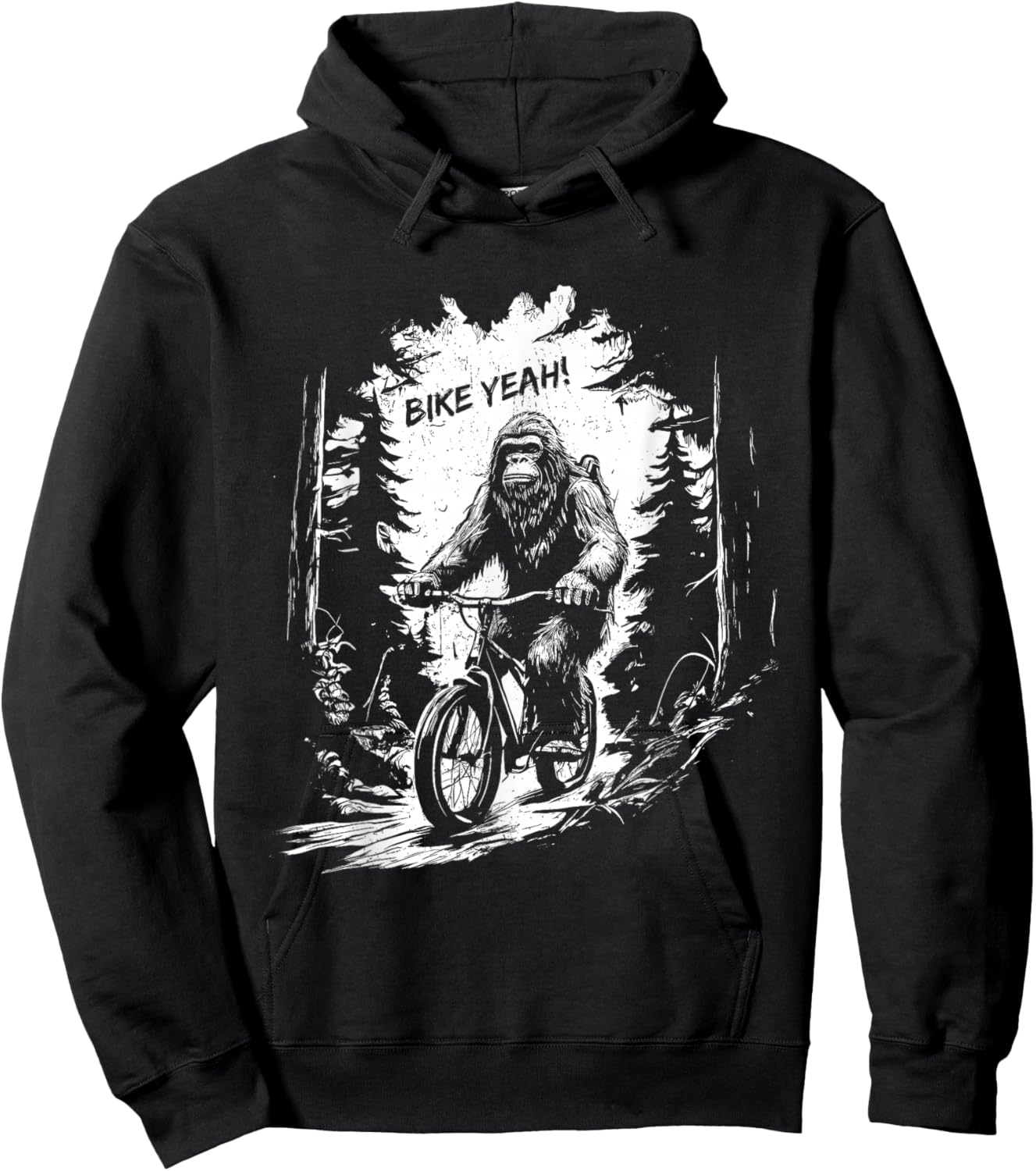 Bigfoot Riding Bicycle - Funny Bigfoot Sasquatch Bike Lover Hoodie - Hoodie | Black