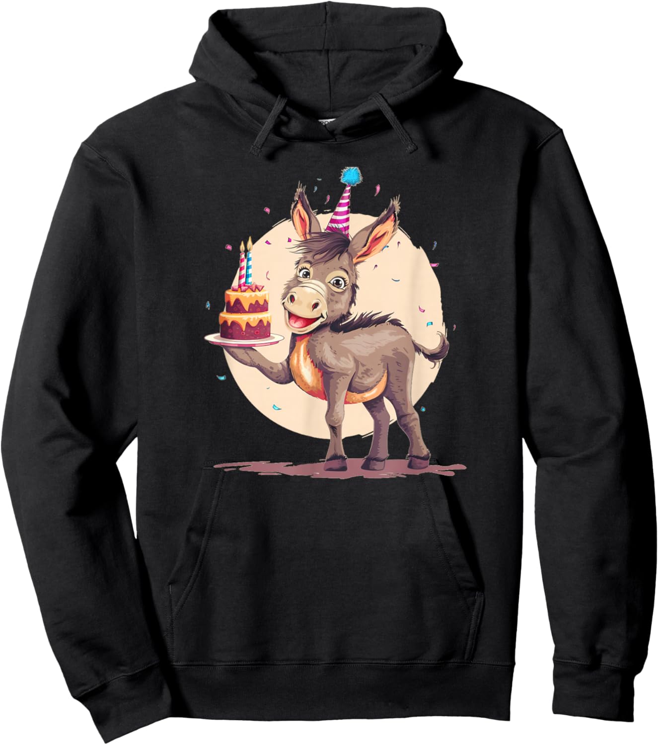 B-Day Donkey with Cake for Donkeys and Birthday Parties Hoodie - Hoodie | Black