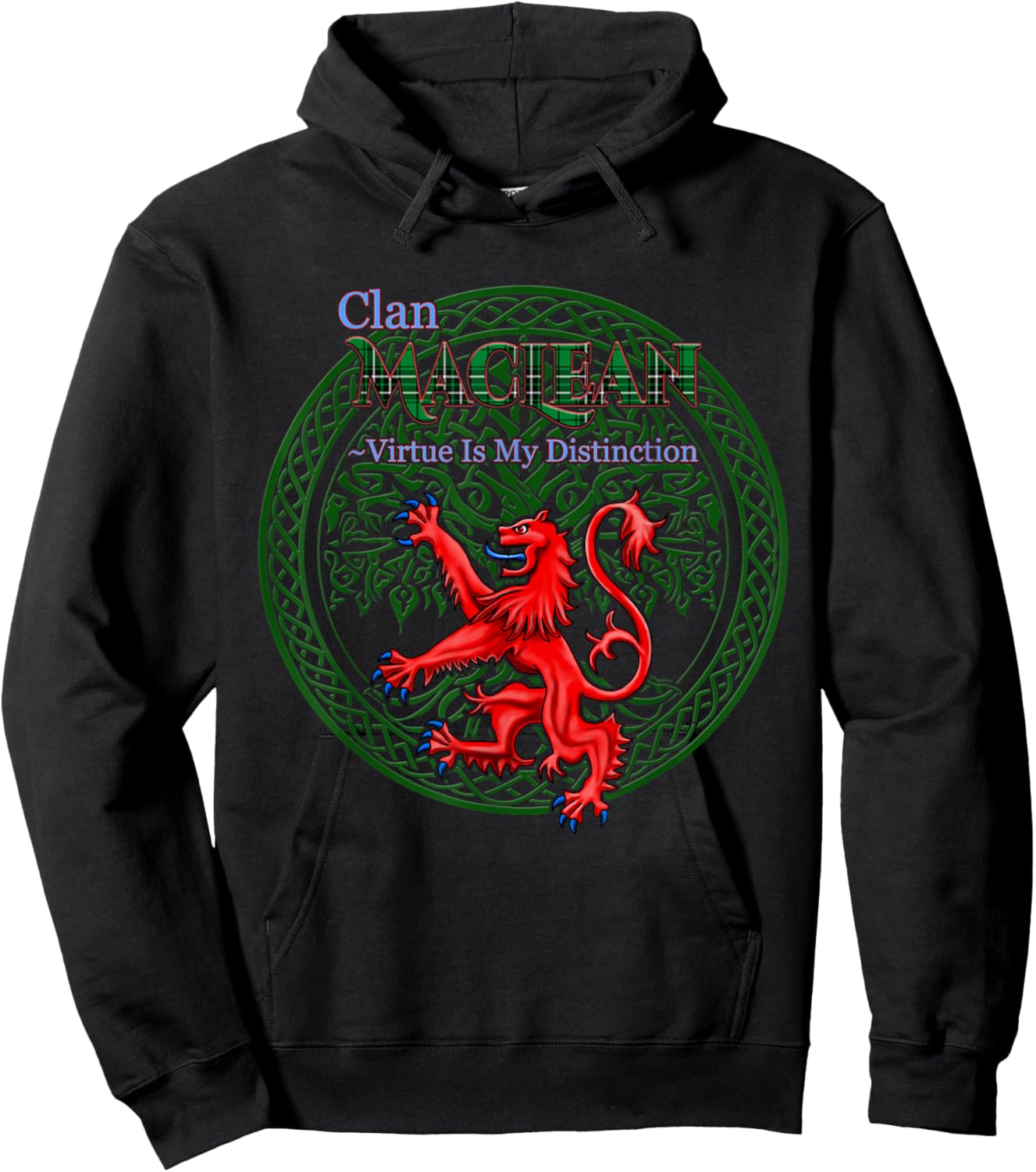 MacLean Hunting Tartan Scottish Clan Pride Family Motto Hoodie - Hoodie | Black
