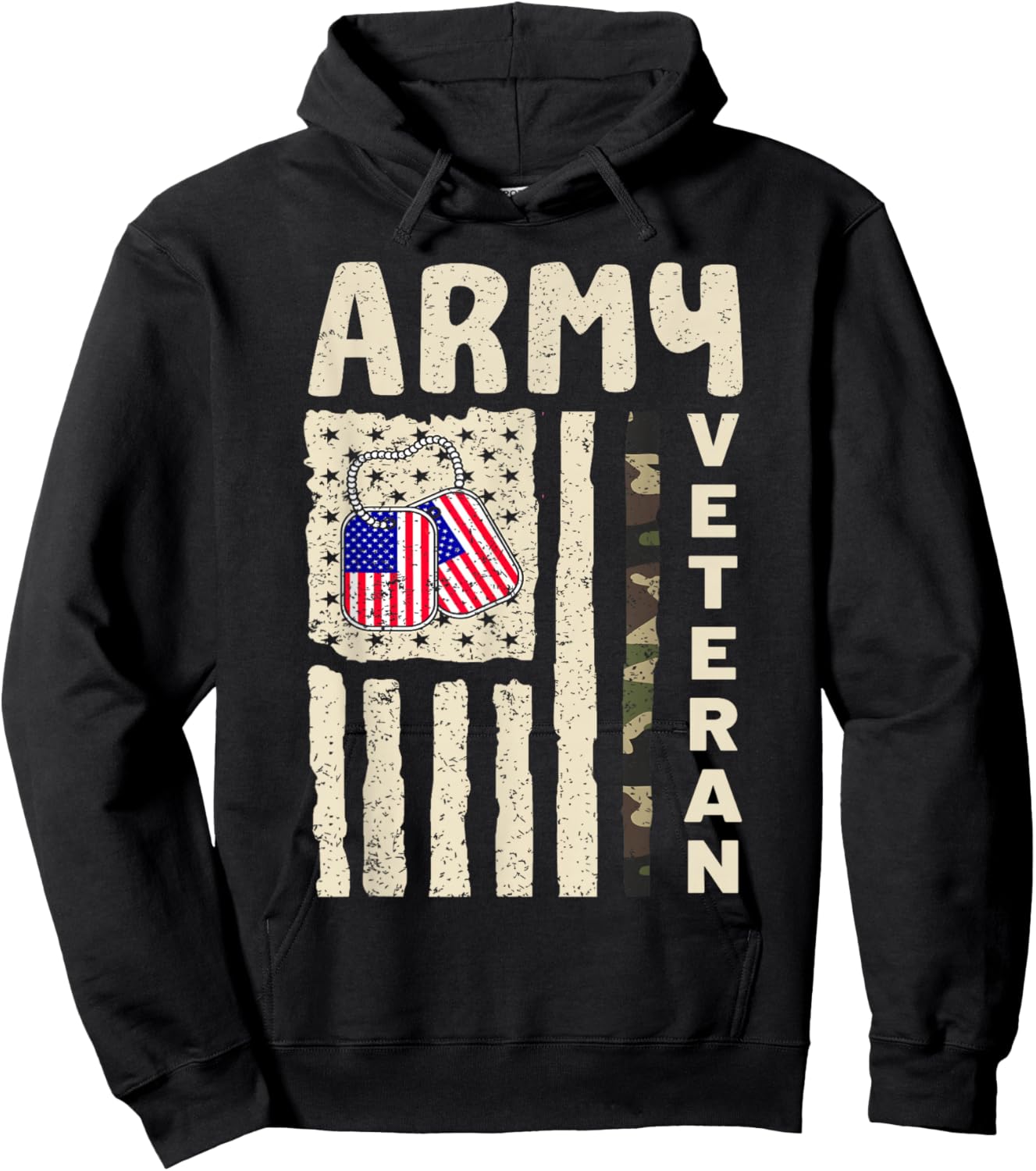 American Flag Camo Proud Us Army Veteran Of Veteran's Day Hoodie - Hoodie | Black