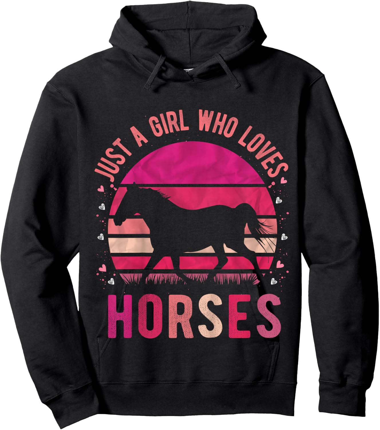 Just a Girl Who Loves Horses Vintage Retro Gift Hoodie - Hoodie | Black