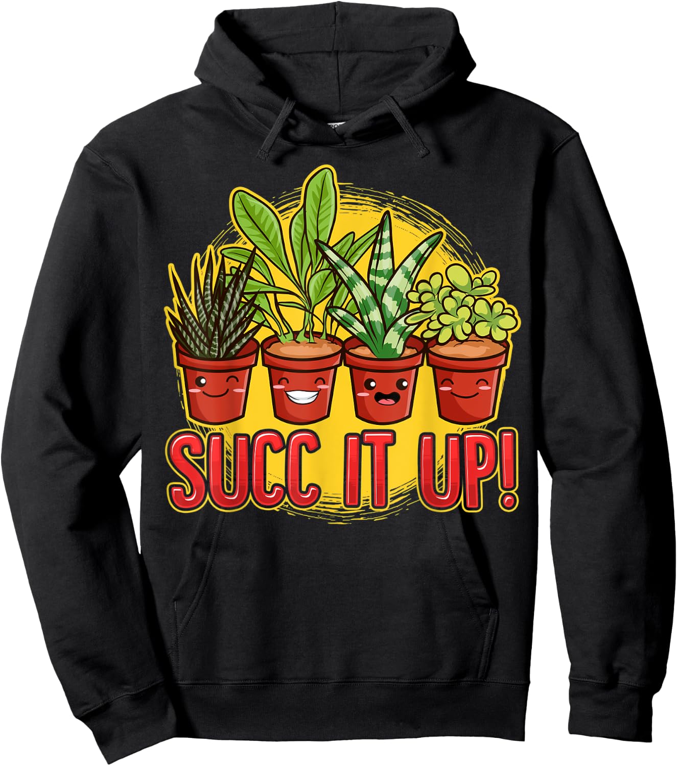 Cute & Funny Succ It Up Succulent Pun Hoodie - Hoodie | Black