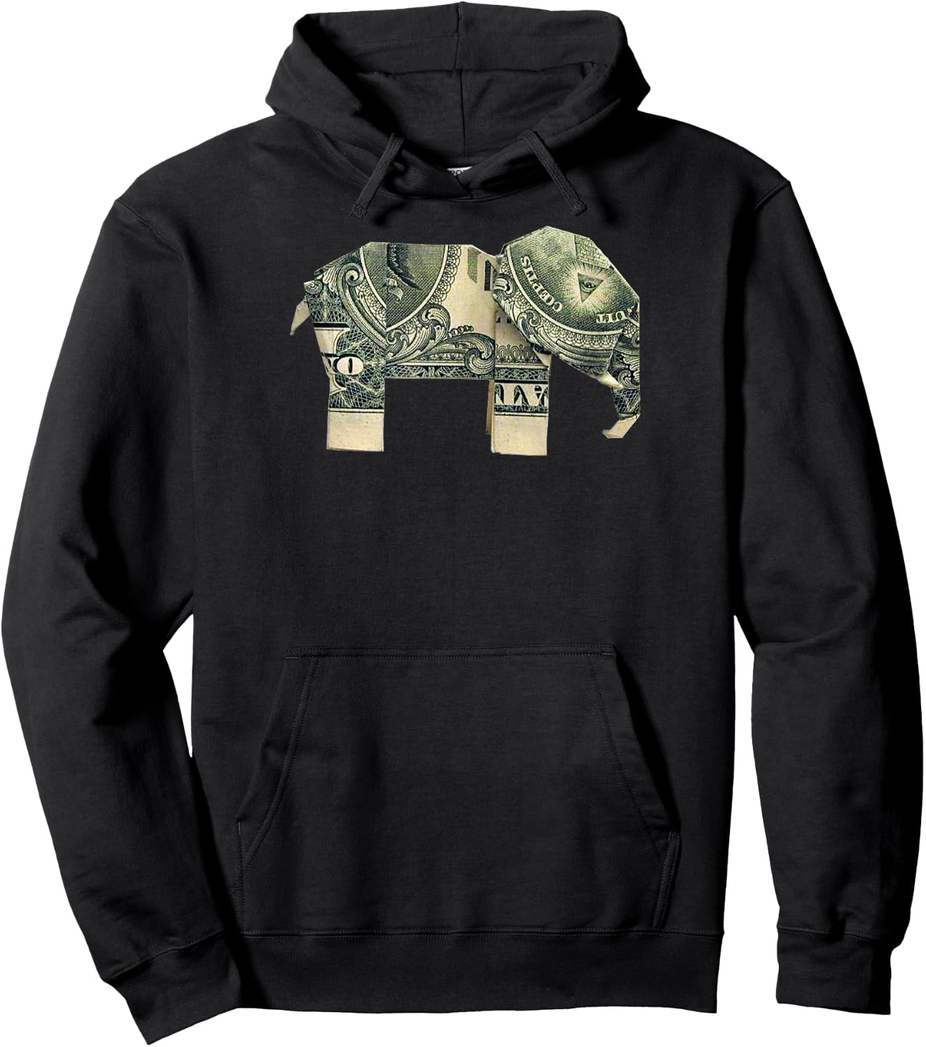 Dollar Bill Origami Elephant -Good Luck Shirt Hoodie - Hoodie | Black
