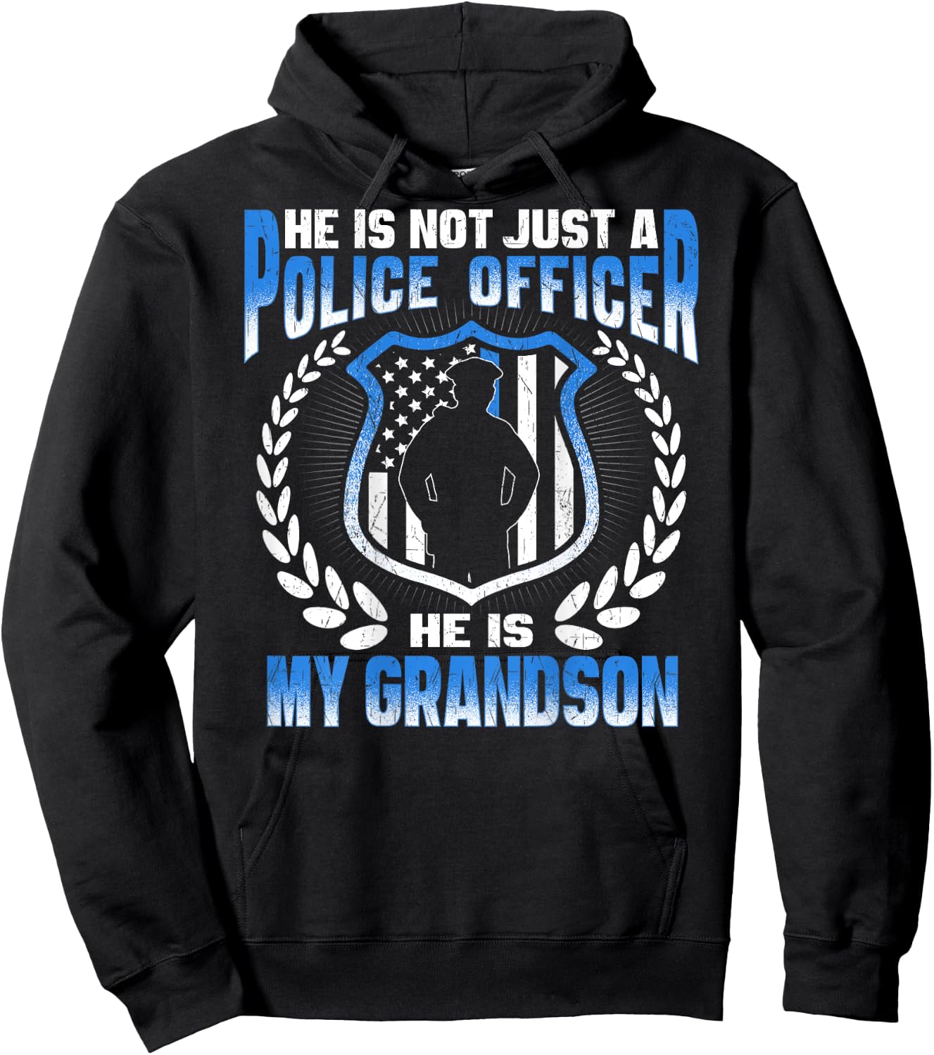 My Grandson Is A Police Officer Proud Police Grandma Grandpa Hoodie - Hoodie | Black