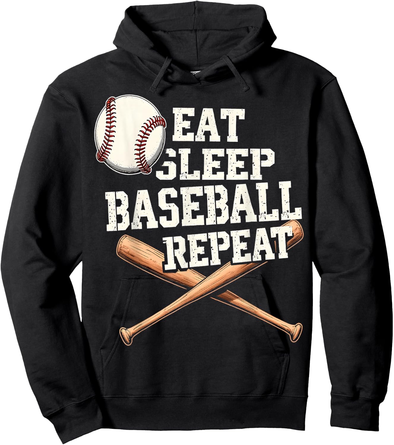 Eat Sleep Baseball Repeat Funny Hoodie - Hoodie | Black