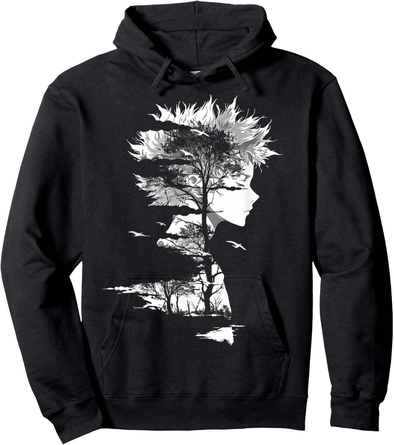 Anime Manga Motif Illustration Anime Hoodie - Hoodie | Black