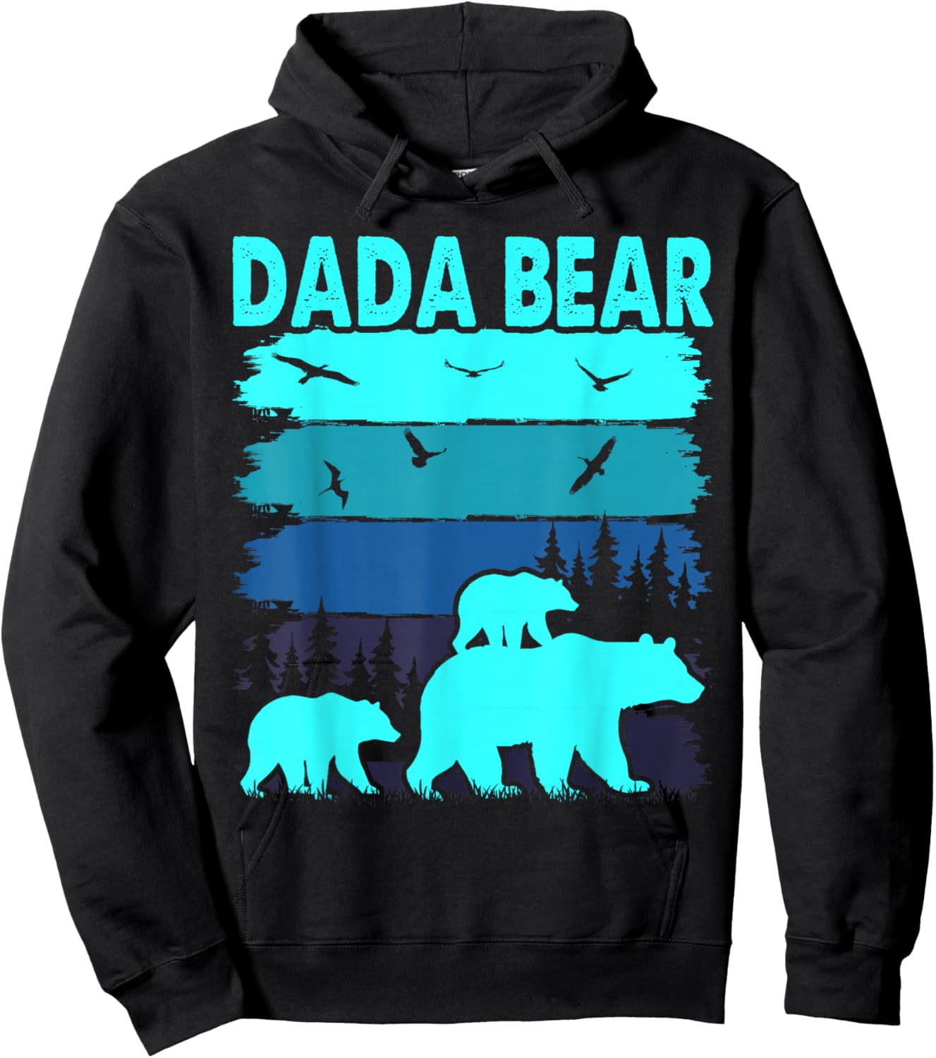 Dada Bear 2 Cubs Daddy of Twin Family Matching Father's Day Hoodie - Hoodie | Black