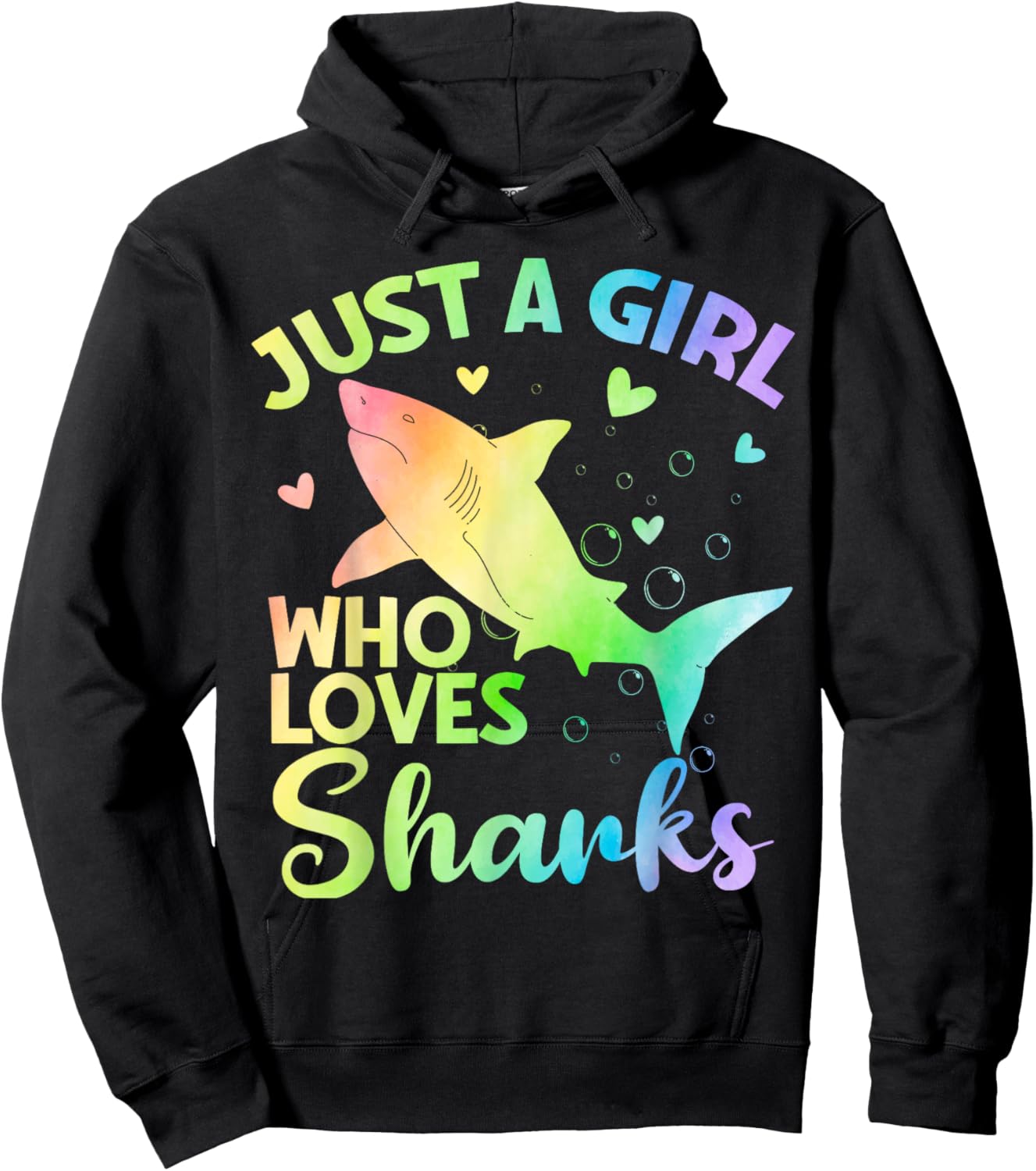 Just a Girl Who Loves Sharks Cute Shark Lover Girls Hoodie - Hoodie | Black