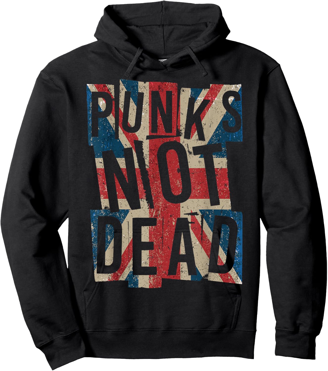 Punks Not Dead - Vintage - UK London Flag - Punk is Not Dead Hoodie - Hoodie | Black