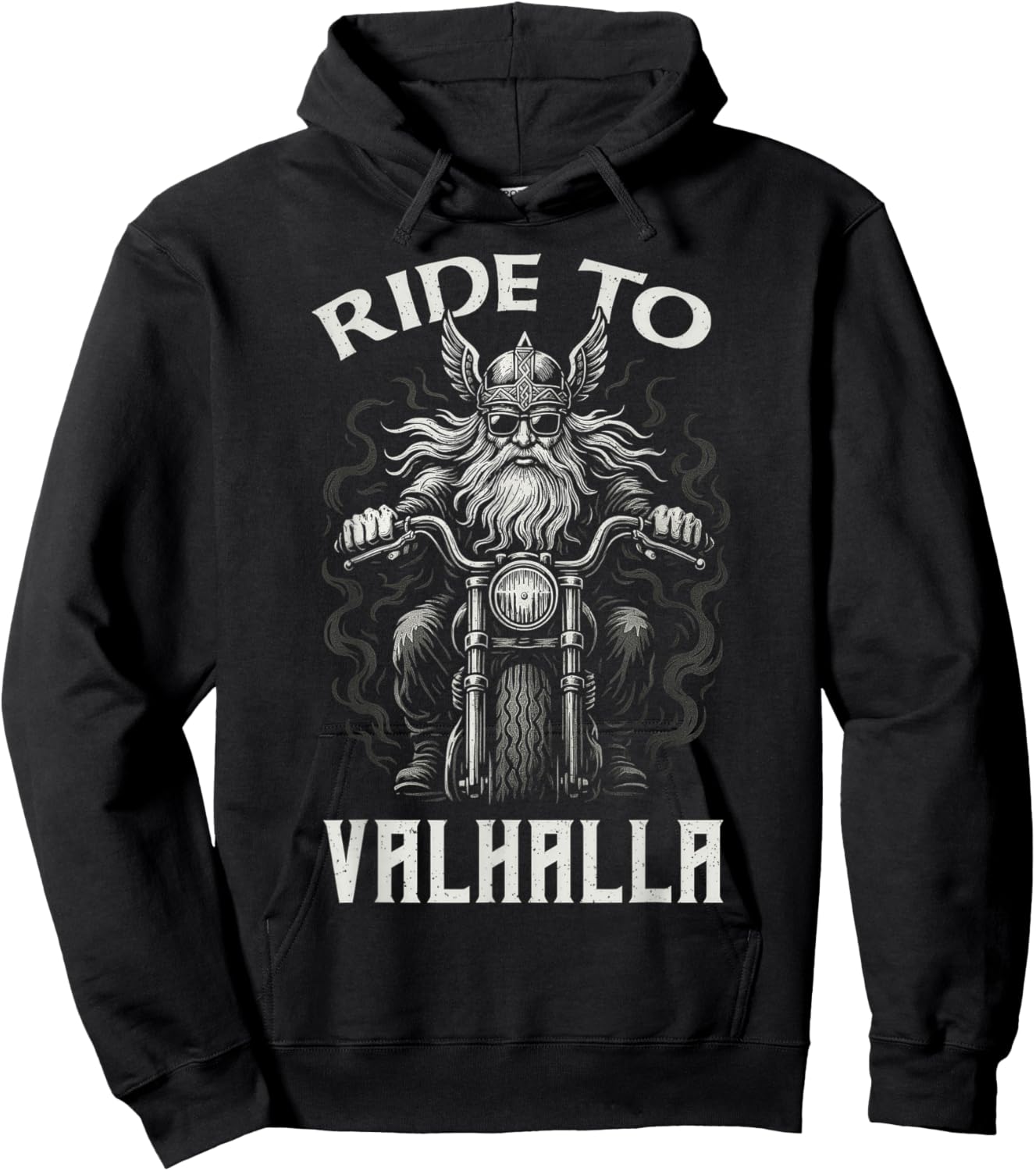 Ride to Valhalla Viking Biker Odin Norse Motorcycle Art Hoodie - Hoodie | Black