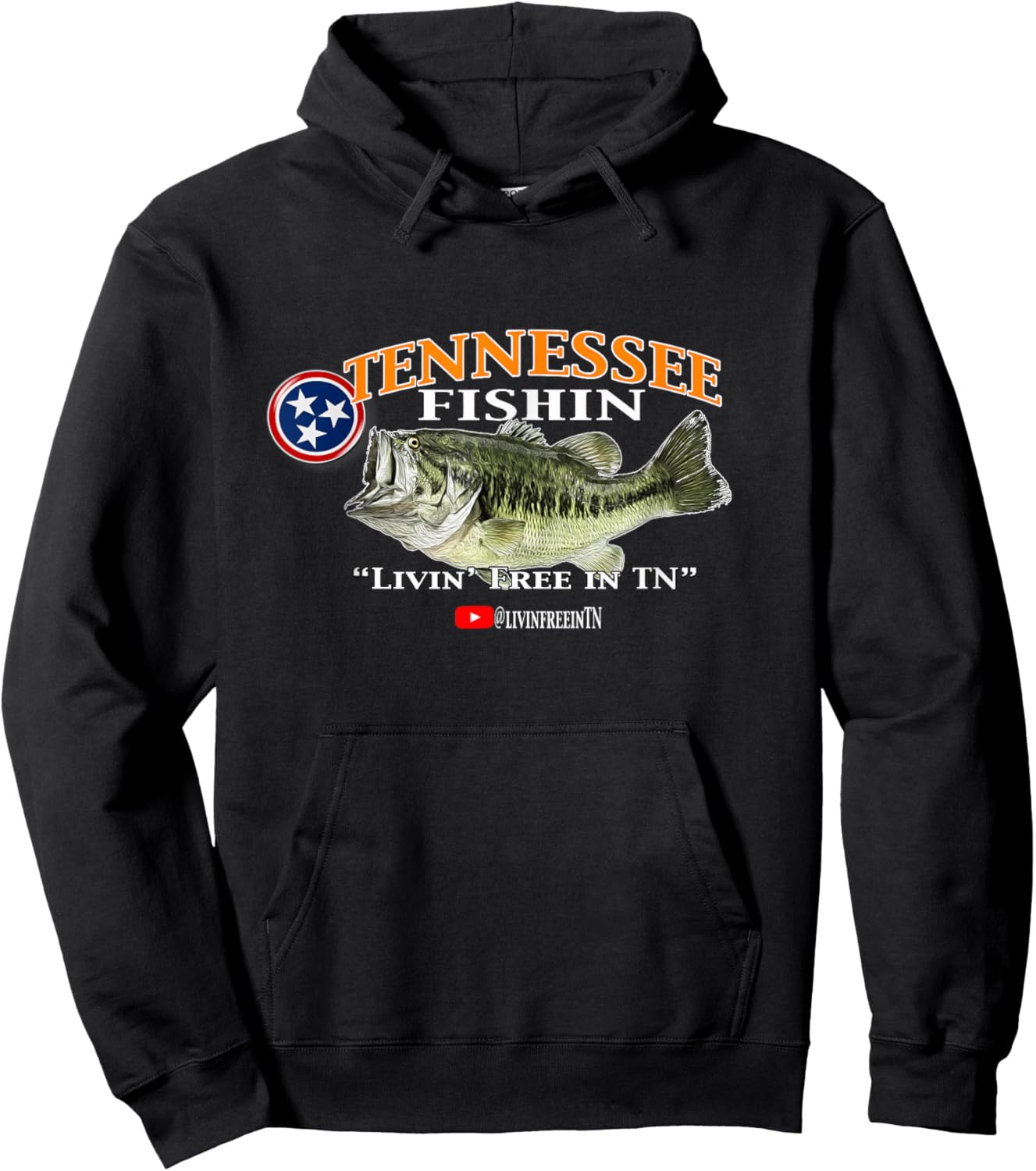 Tennessee Fishin Bass Hog Slab Fishing Hoodie - Hoodie | Black