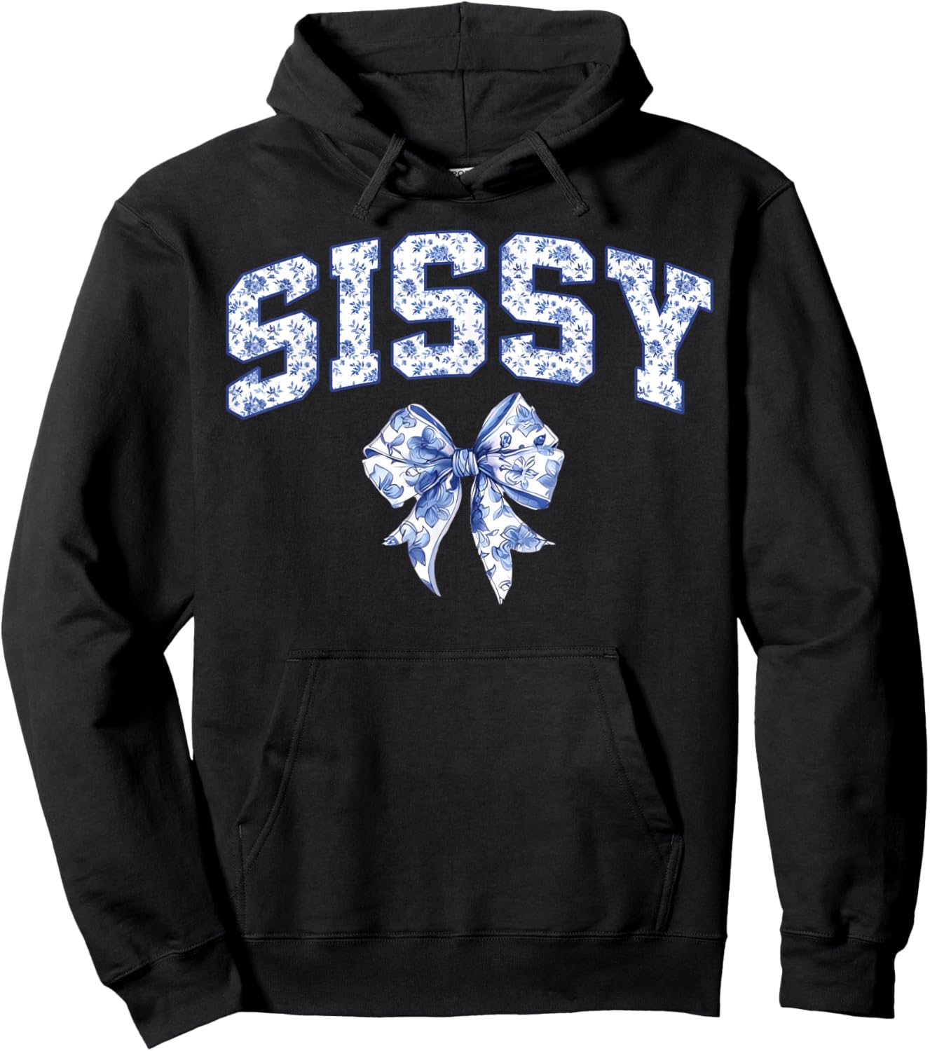 Sissy Coquette Toile Blue Bow Floral Family Matching Hoodie - Hoodie | Black