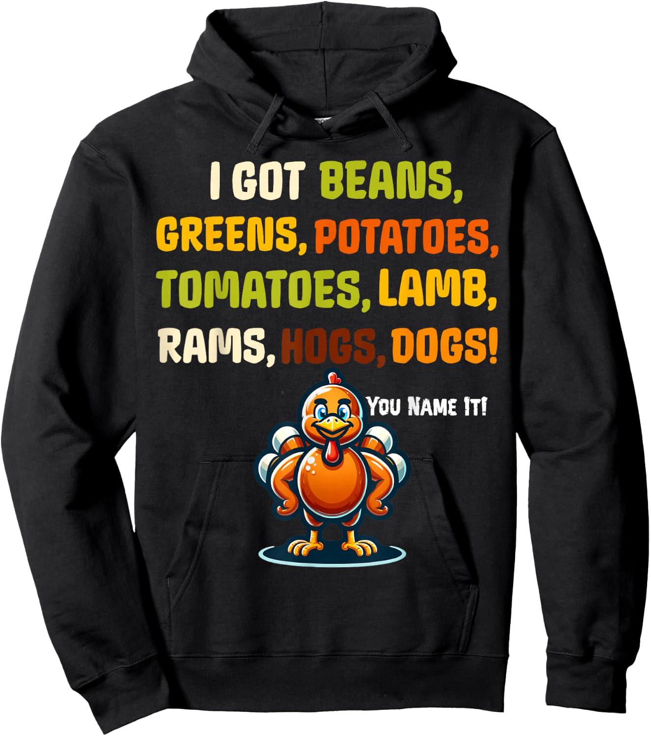 Funny Grandma Thanksgiving Rap I got Greens Beans Potatoes Hoodie - Hoodie | Black