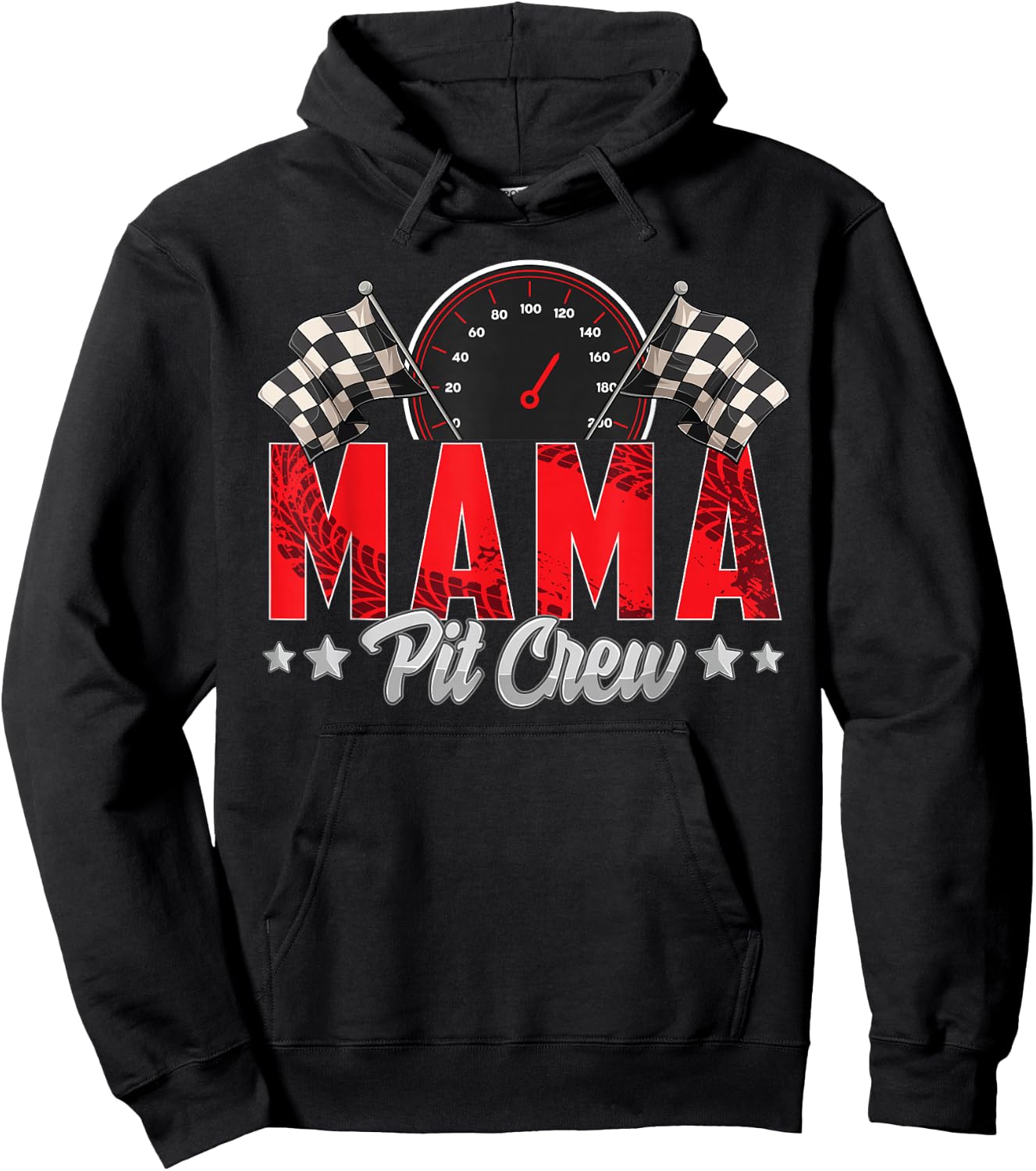 Race Car Birthday Party Racing Family Mama Pit Crew Hoodie - Hoodie | Black