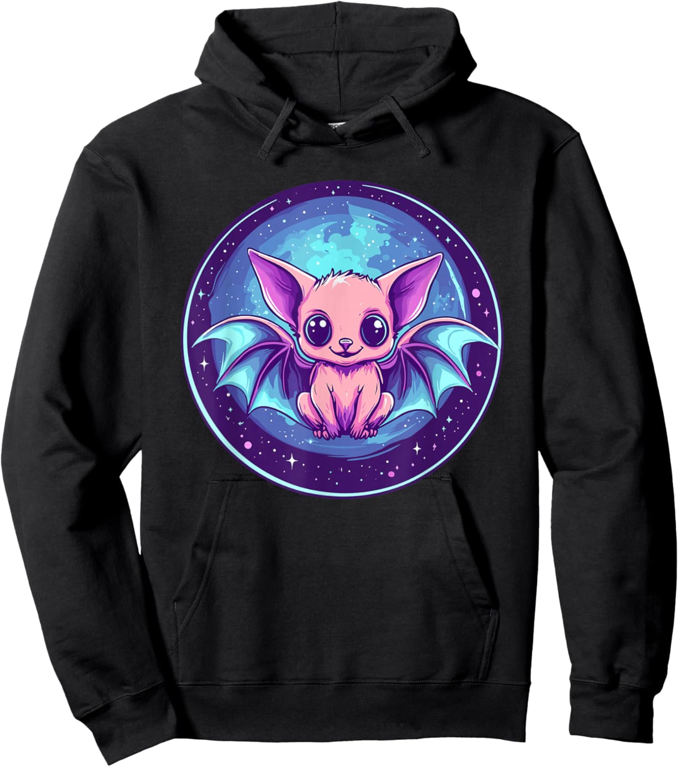 Cute Cosmic Bat Fantasy Animal Creature Hoodie - Hoodie | Black