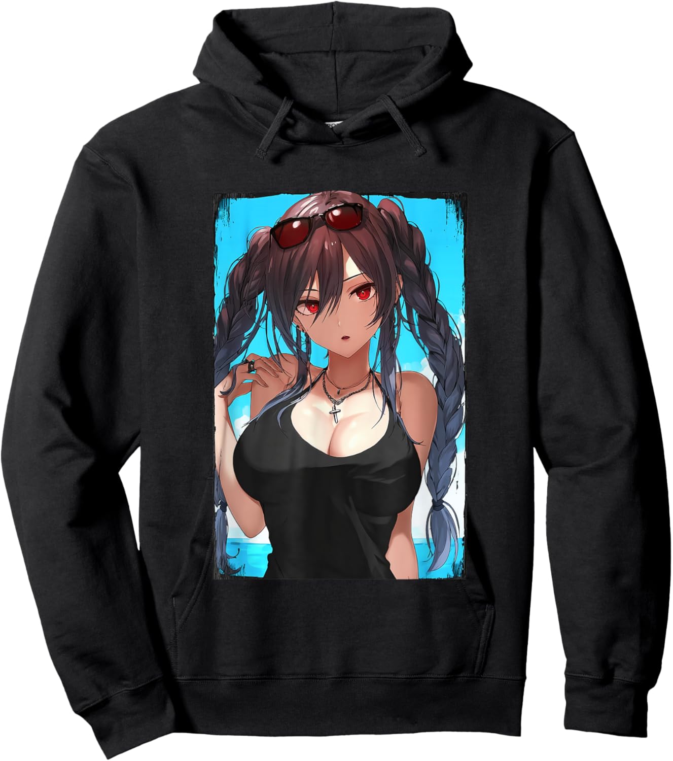 Goth Anime Waifu - Sexy Beach Anime Girl Hoodie - Hoodie | Black