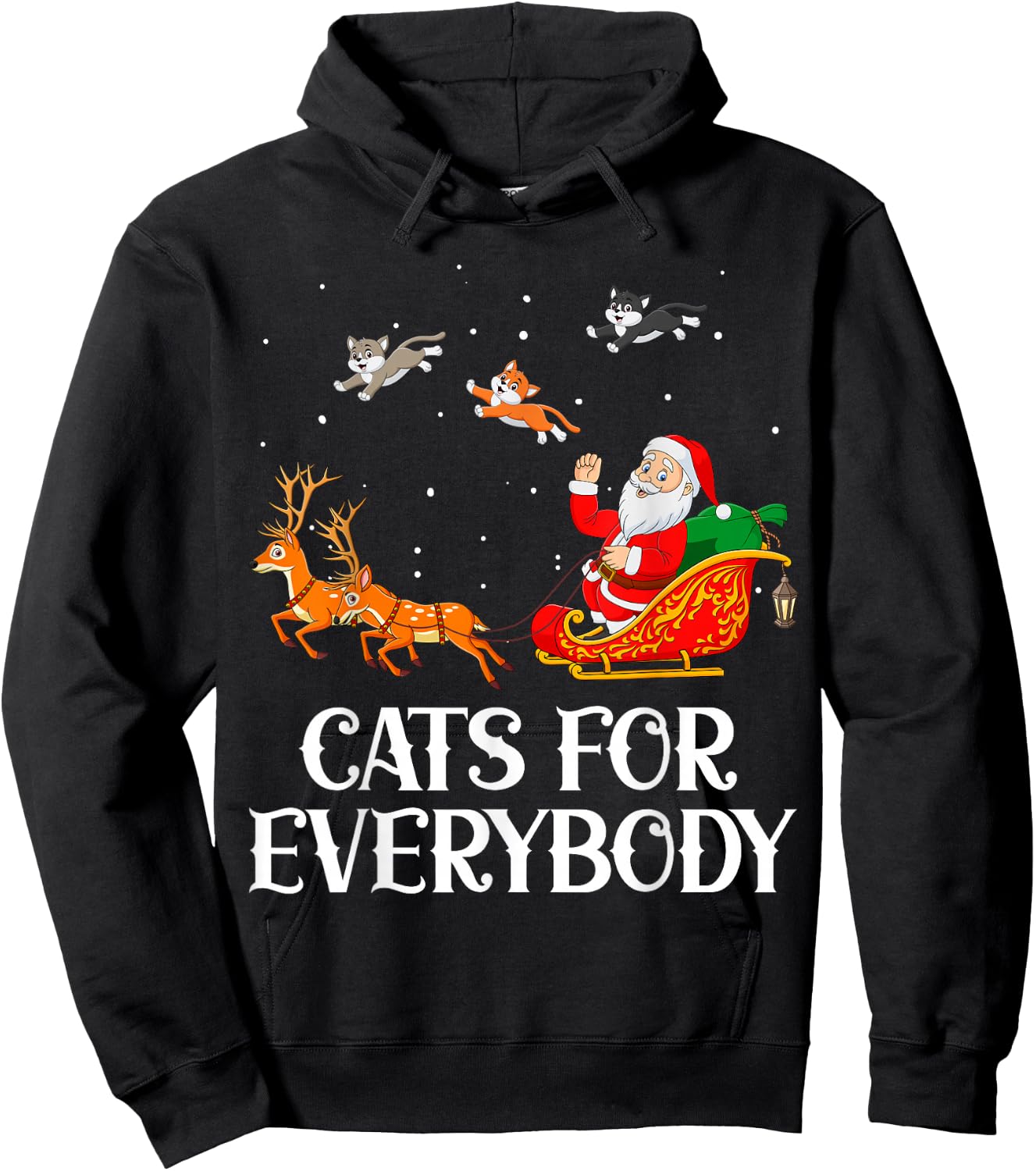Cats For Everybody Santa Christmas Cat Funny Cat Mom Hoodie - Hoodie | Black